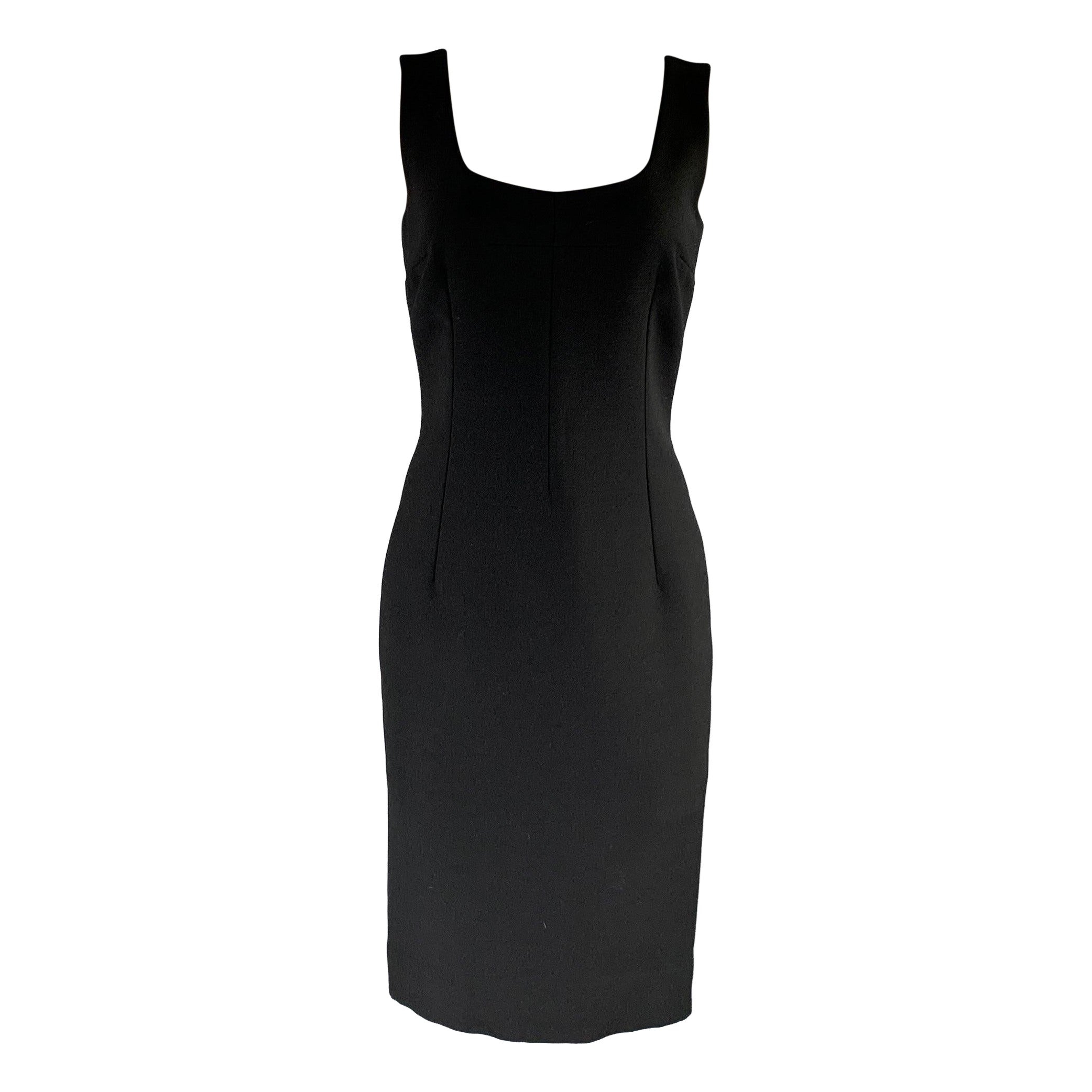 DOLCE & GABBANA Größe 4 Schwarzes Body-Con Midikleid aus Schurwolle