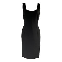 DOLCE & GABBANA Size 4 Black Virgin Wool Body-Con Midi Dress