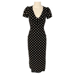 DOLCE & GABBANA Size 4 Black White Silk Lycra Polka Dot Short Sleeve Dress