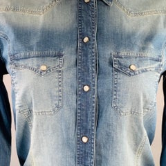 DOLCE & GABBANA Size 4 Blue Chambray Washed Snaps Western Shirt