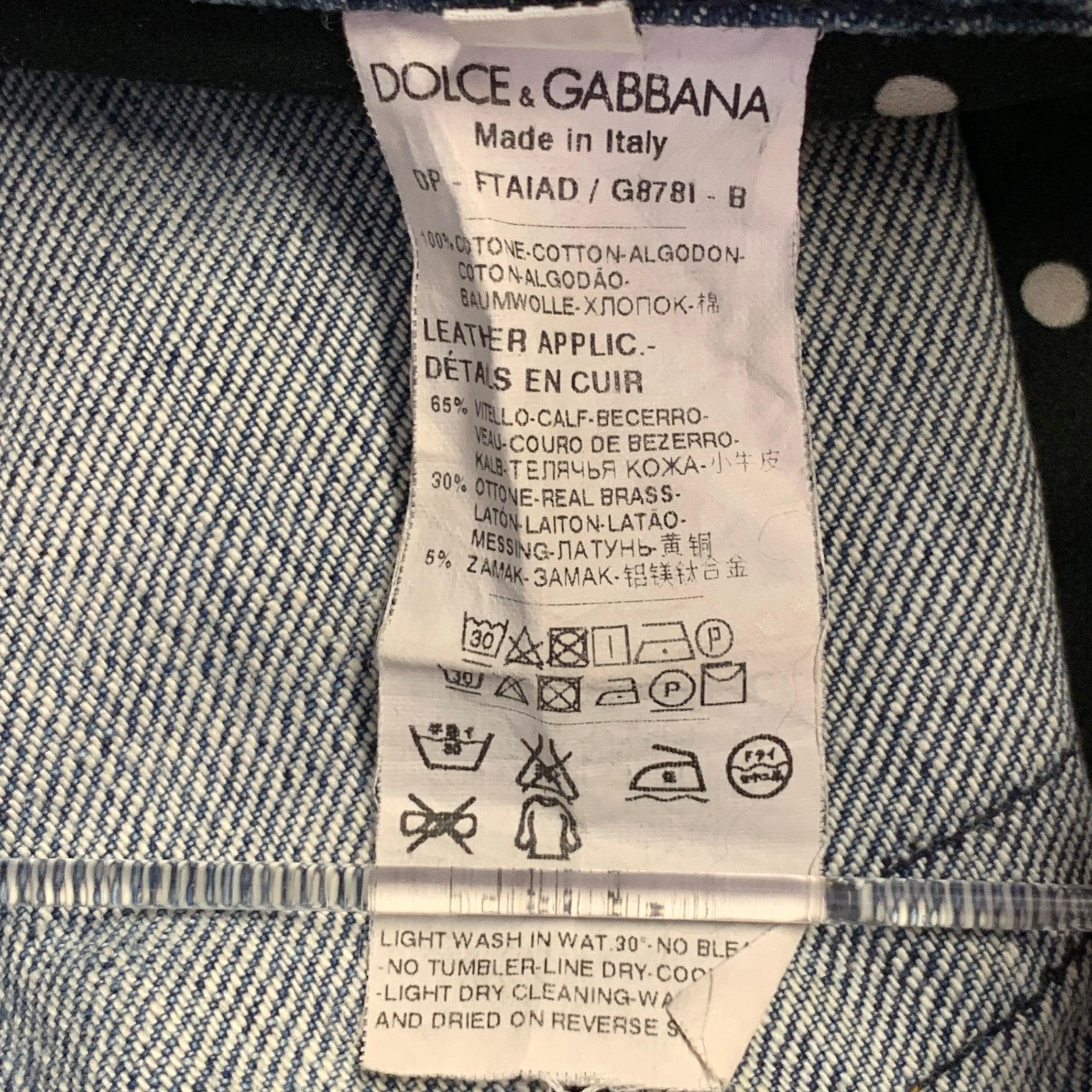 DOLCE & GABBANA Size 4 Blue Cotton Distressed Boyfriend Jeans For Sale 1
