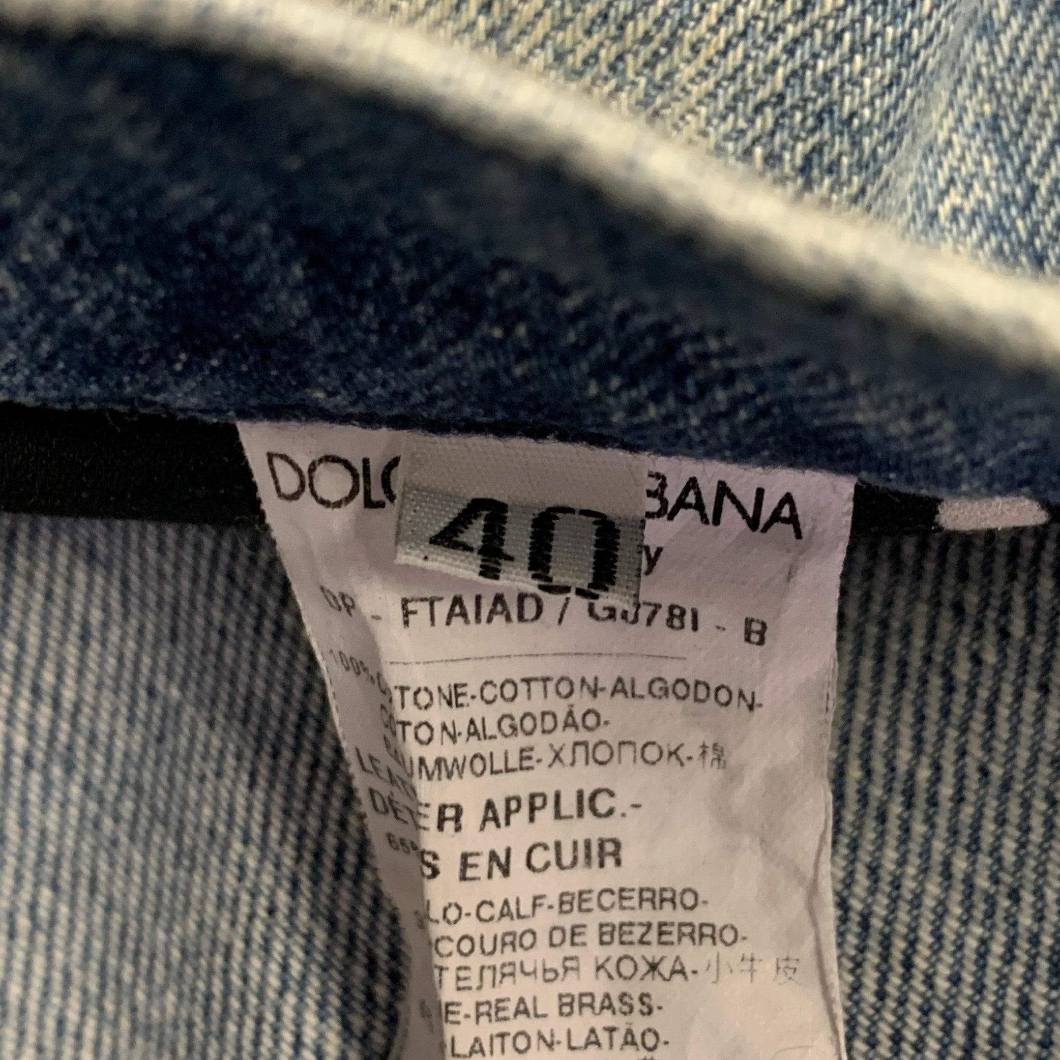 DOLCE & GABBANA Size 4 Blue Cotton Distressed Boyfriend Jeans For Sale 2