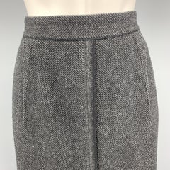 DOLCE & GABBANA Size 4 Grey Virgin Wool Herringbone Skirt