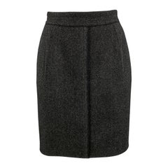 DOLCE & GABBANA Size 4 Grey Virgin Wool Herringbone Skirt