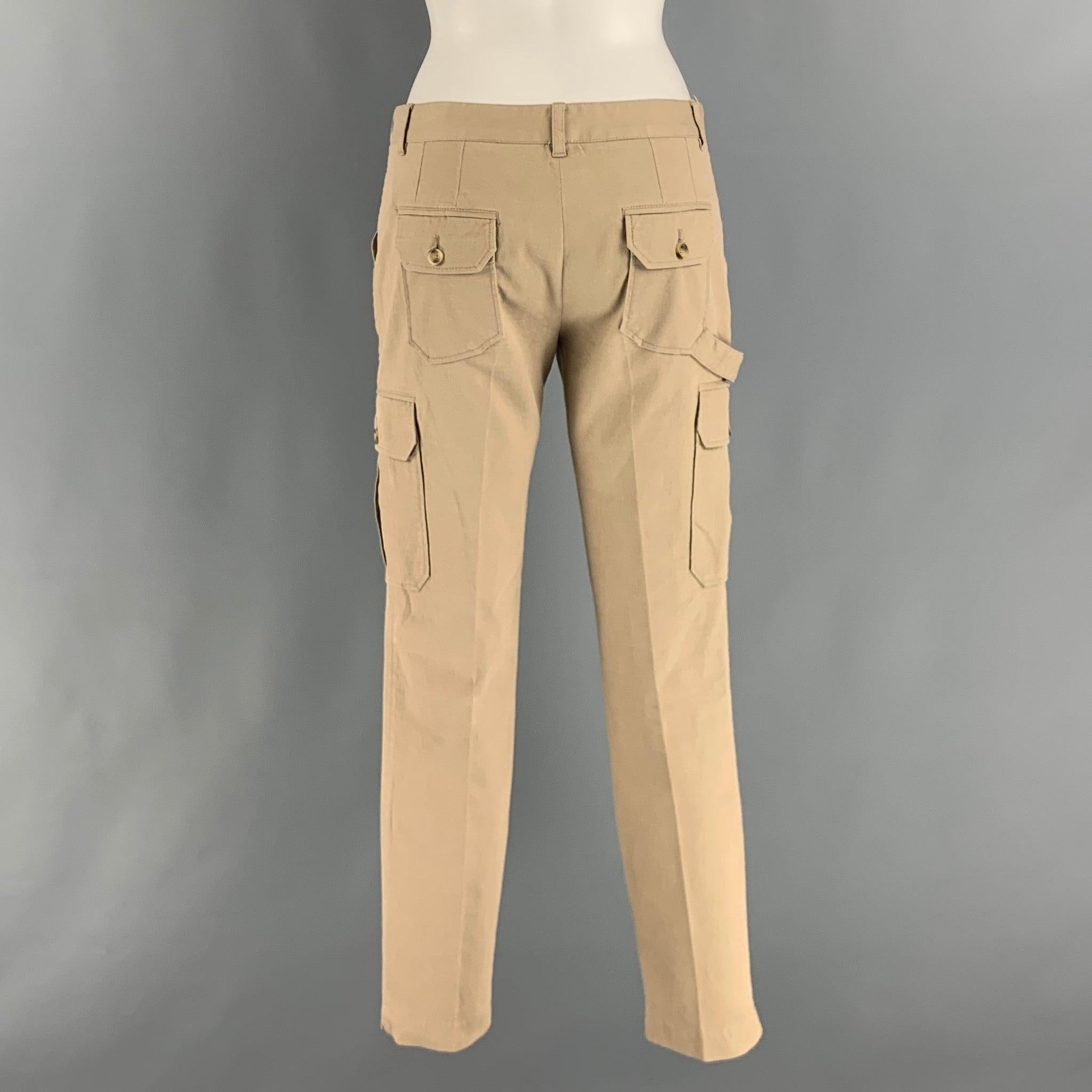 DOLCE & GABBANA Size 4 Khaki Cotton Elastane Cargo Casual Pants In Excellent Condition In San Francisco, CA
