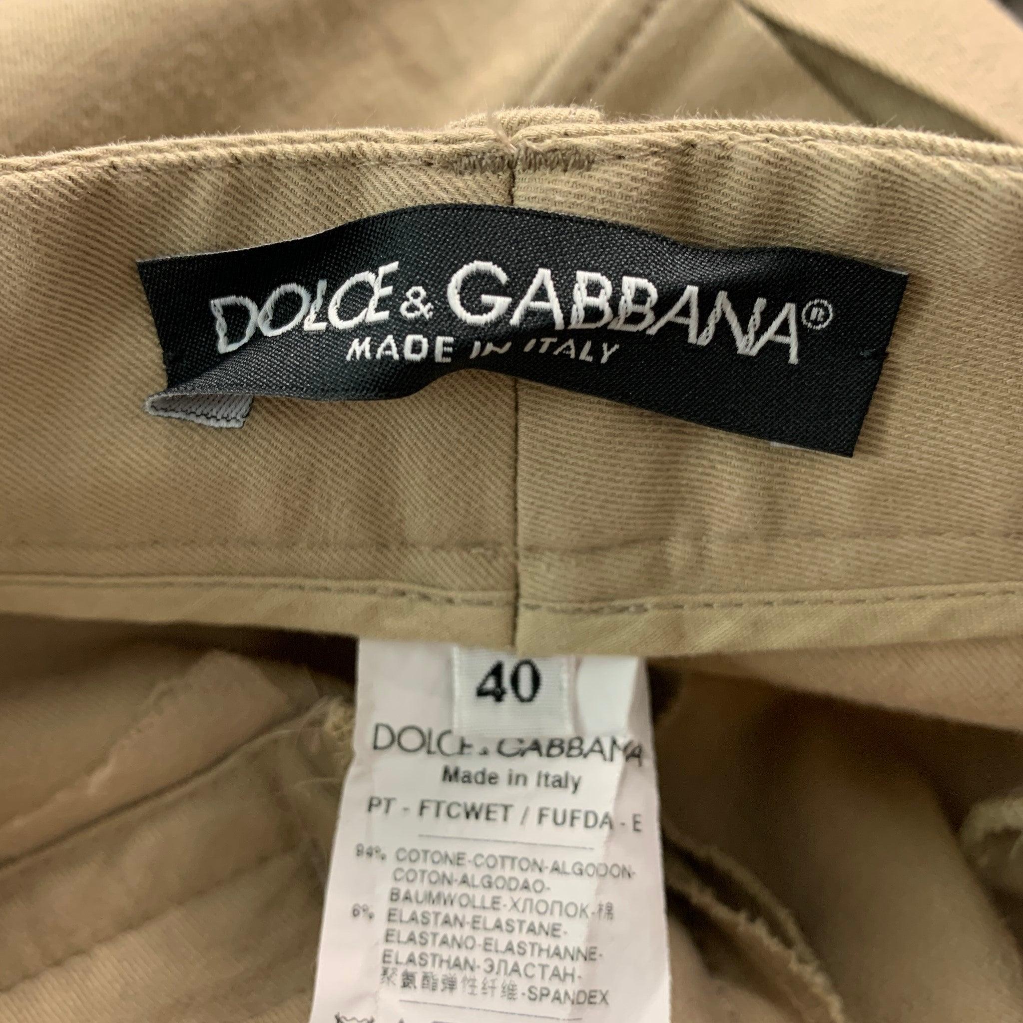 Women's DOLCE & GABBANA Size 4 Khaki Cotton Elastane Cargo Casual Pants