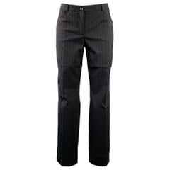 DOLCE 
GABBANA Size 4 Navy Grey Virgin Wool Blend Pinstripe Dress Pants