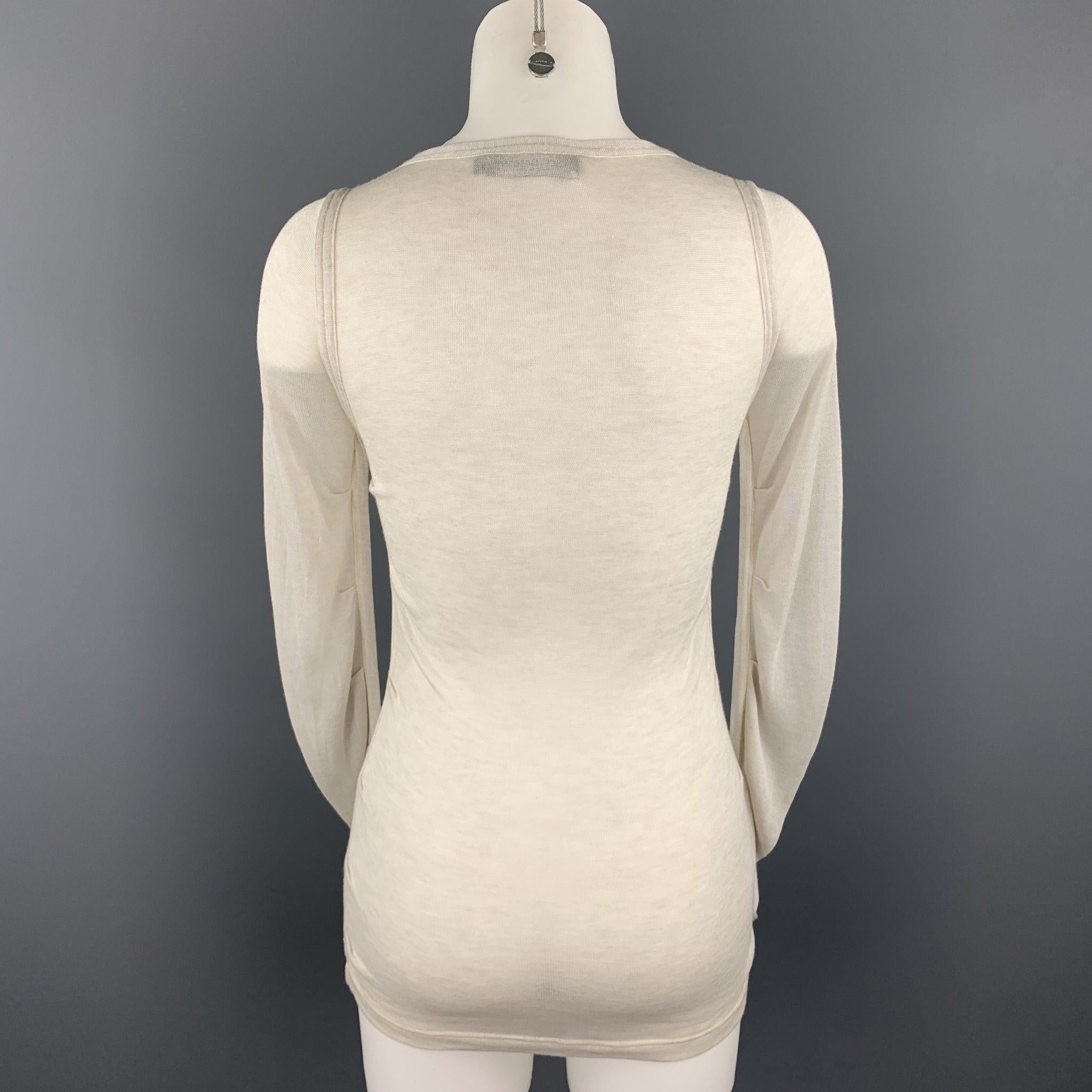 DOLCE & GABBANA Größe 4 Off-White gestrickt gerüschte Ärmel Pullover Damen im Angebot