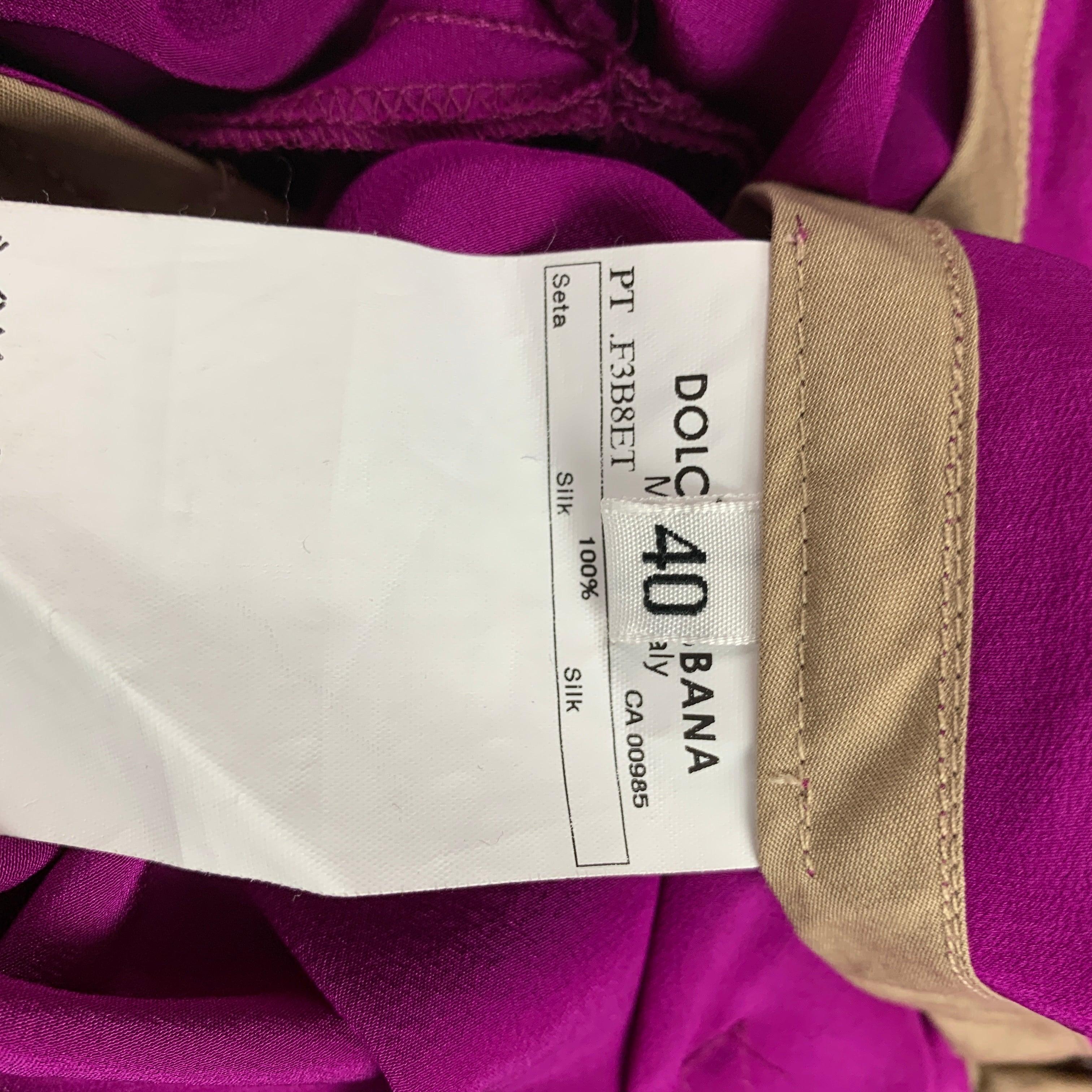 DOLCE & GABBANA Size 4 Purple Beige Silk Shorts For Sale 1