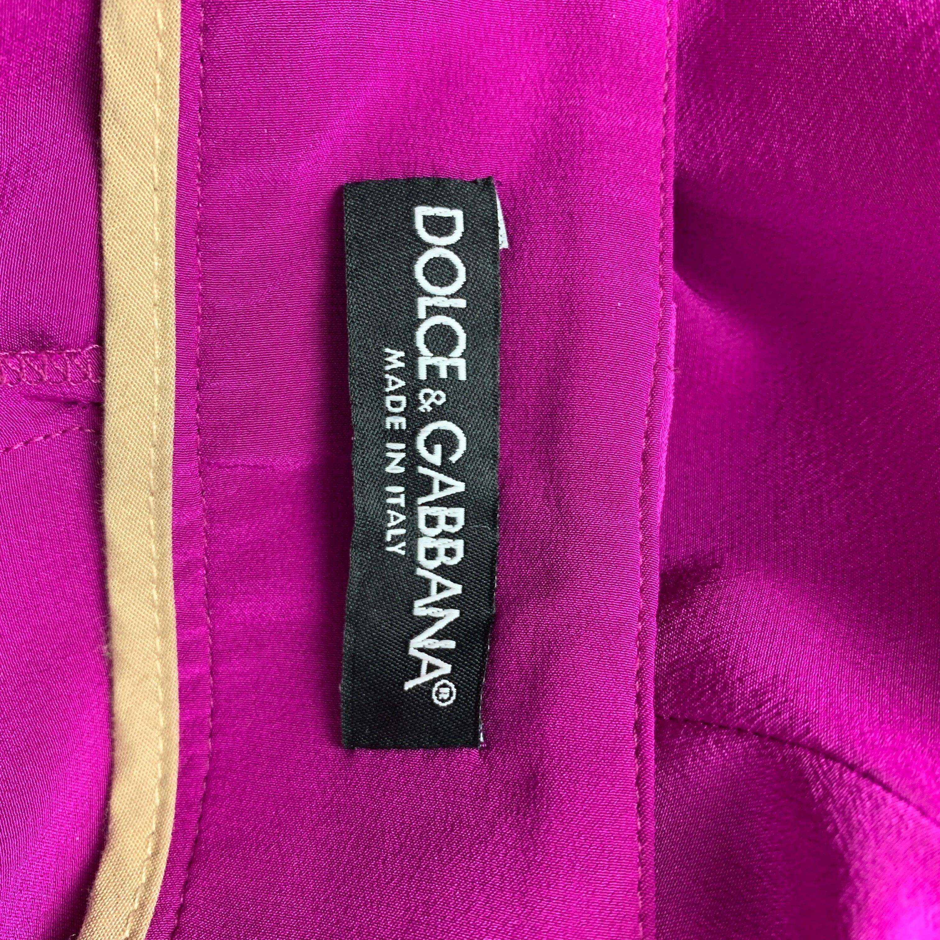 DOLCE & GABBANA Size 4 Purple Beige Silk Shorts For Sale 2