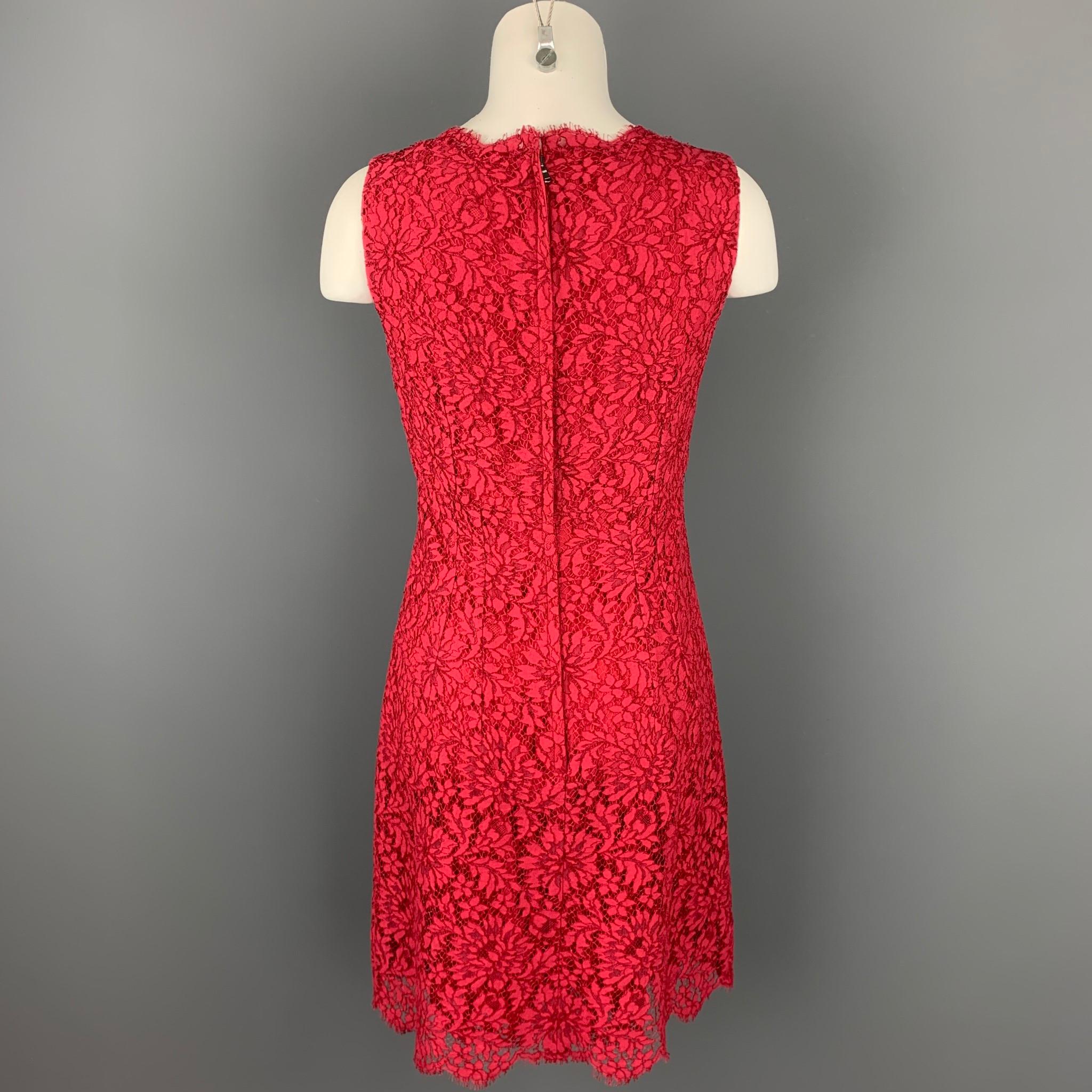 DOLCE & GABBANA Size 4 Red Lace Silk Lined Cocktail Dress In Good Condition In San Francisco, CA