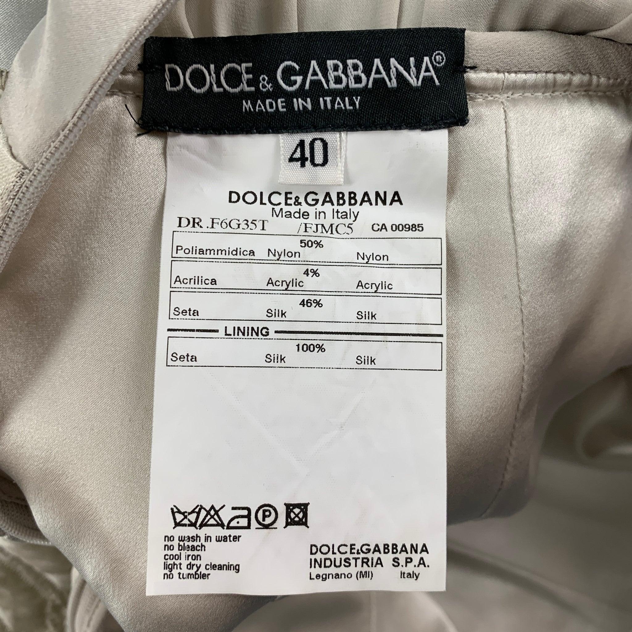 Women's DOLCE & GABBANA Size 4 Silver Silk Blend Sleeveless Cocktail Dress For Sale