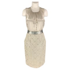 DOLCE & GABBANA Size 4 Silver Silk Blend Sleeveless Cocktail Dress
