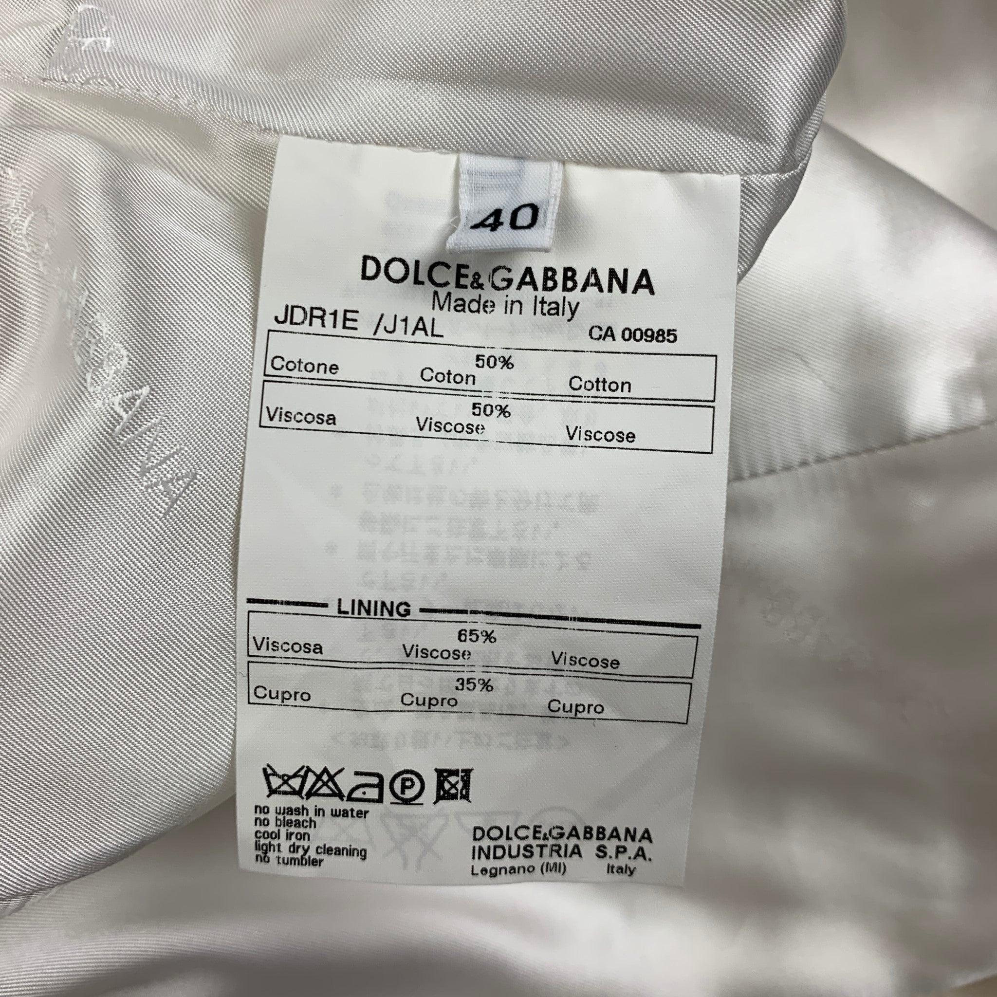 DOLCE & GABBANA Size 4 White Cotton Floral Viscose Rhinestone Sleeveless Dress For Sale 1