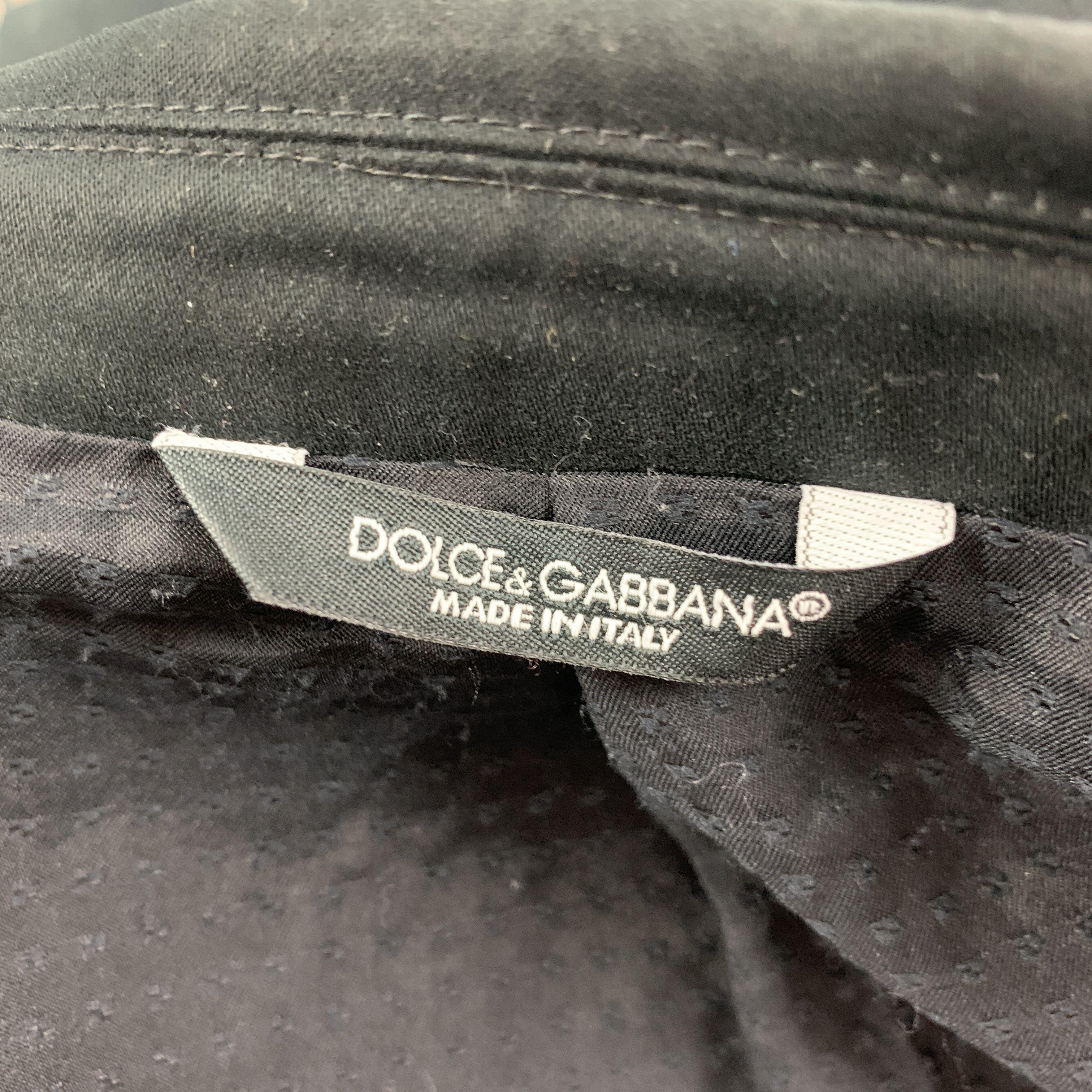 DOLCE & GABBANA Size 40 Black Cotton Blend Notch Lapel Sport Coat For Sale 1