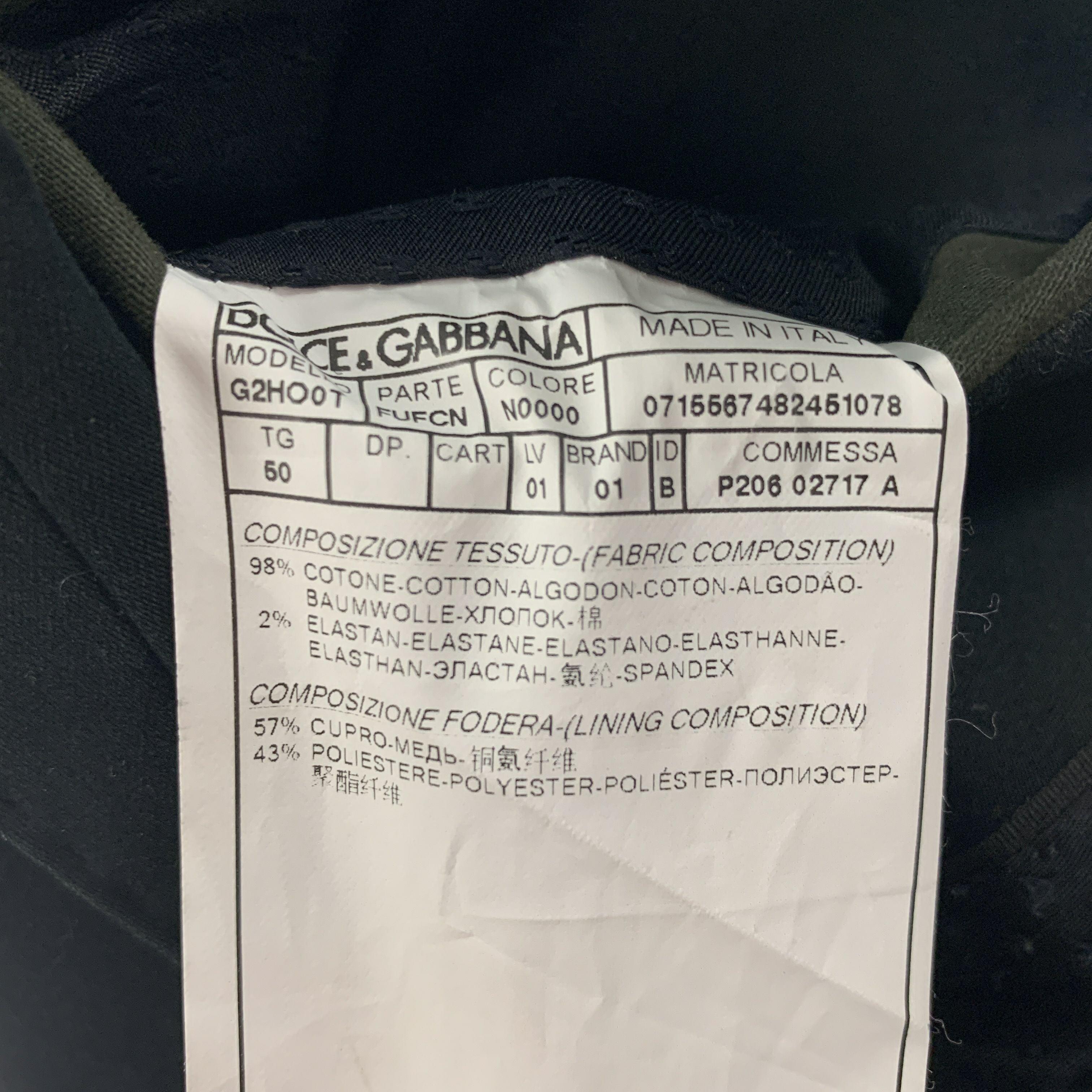 DOLCE & GABBANA Size 40 Black Cotton Blend Notch Lapel Sport Coat For Sale 2
