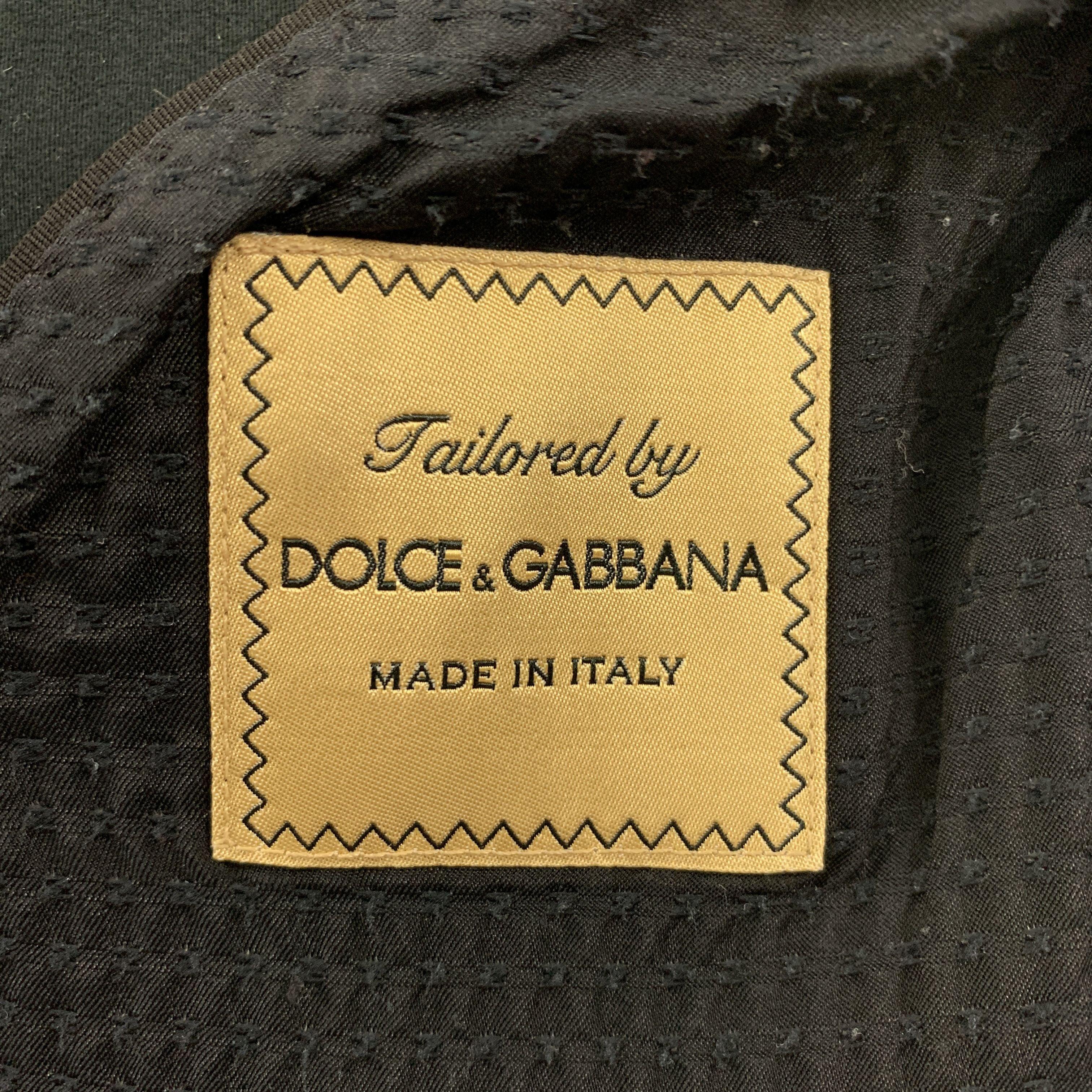DOLCE & GABBANA Size 40 Black Cotton Blend Notch Lapel Sport Coat For Sale 3