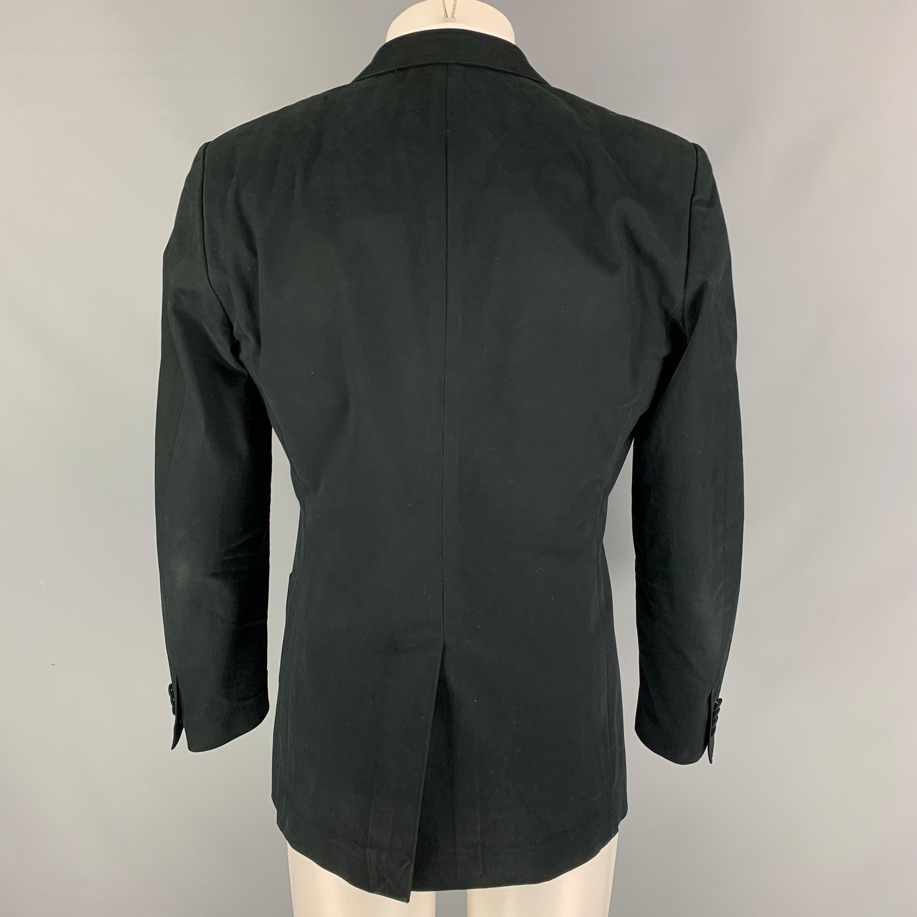 Men's DOLCE & GABBANA Size 40 Black Cotton Peak Lapel Sport Coat For Sale