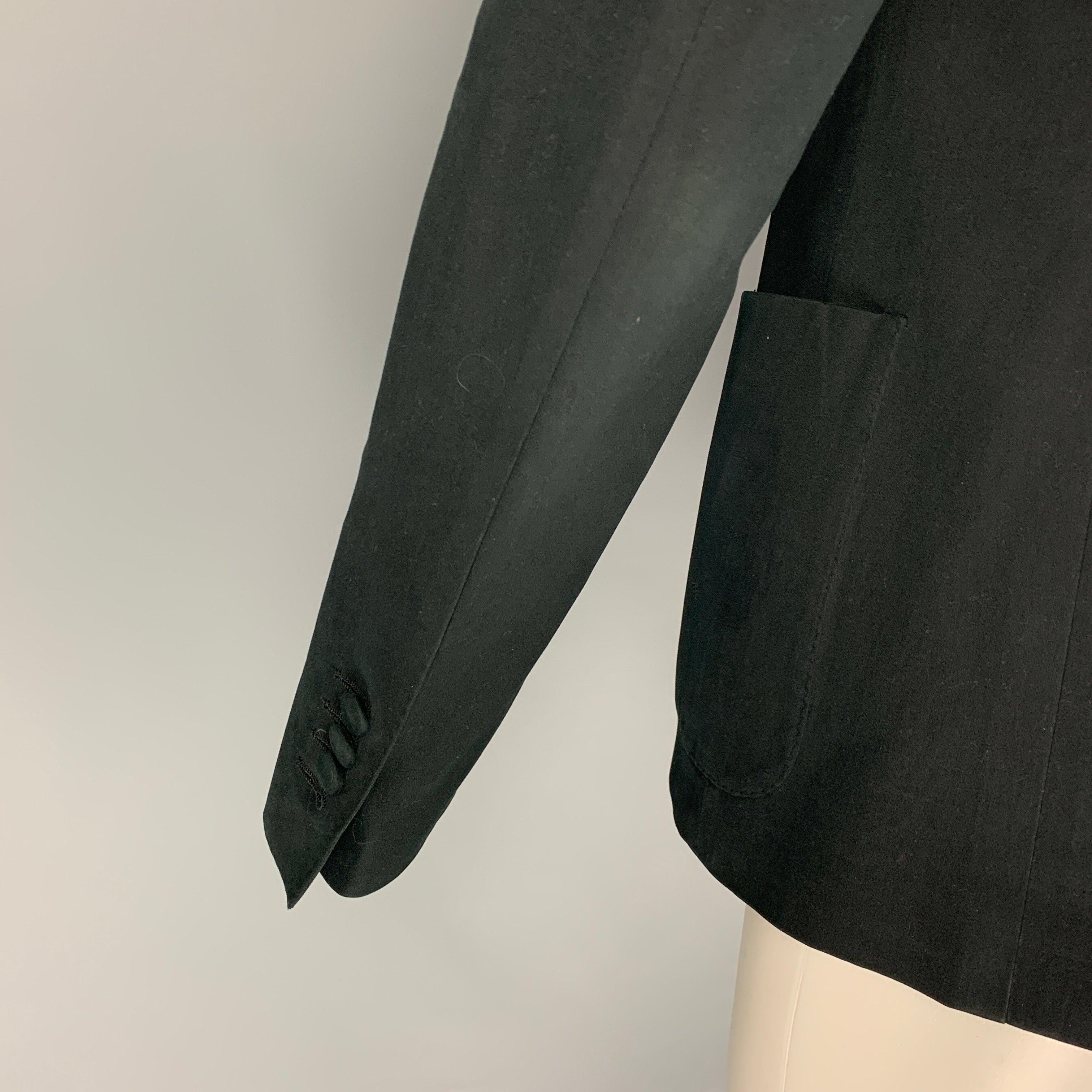 DOLCE & GABBANA Size 40 Black Cotton Peak Lapel Sport Coat For Sale 1