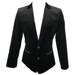 DOLCE & GABBANA Size 40 Black Cotton Velvet Notch Lapel Sport Coat