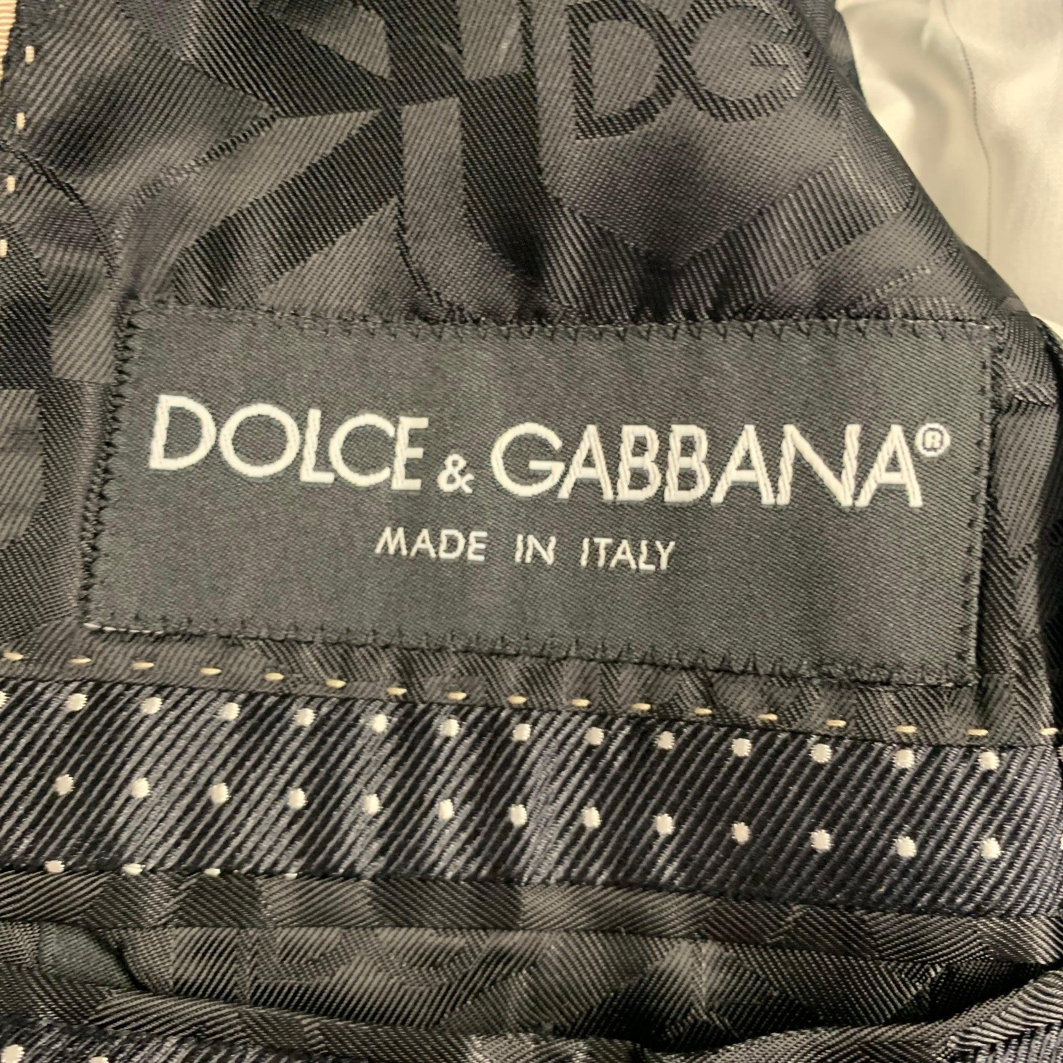 DOLCE & GABBANA Size 40 Black White Dots Silk Shawl Collar Sport Coat For Sale 3