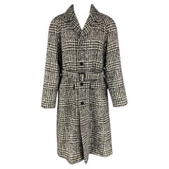 DOLCE & GABBANA Size 40 Black White Plaid Belted Coat