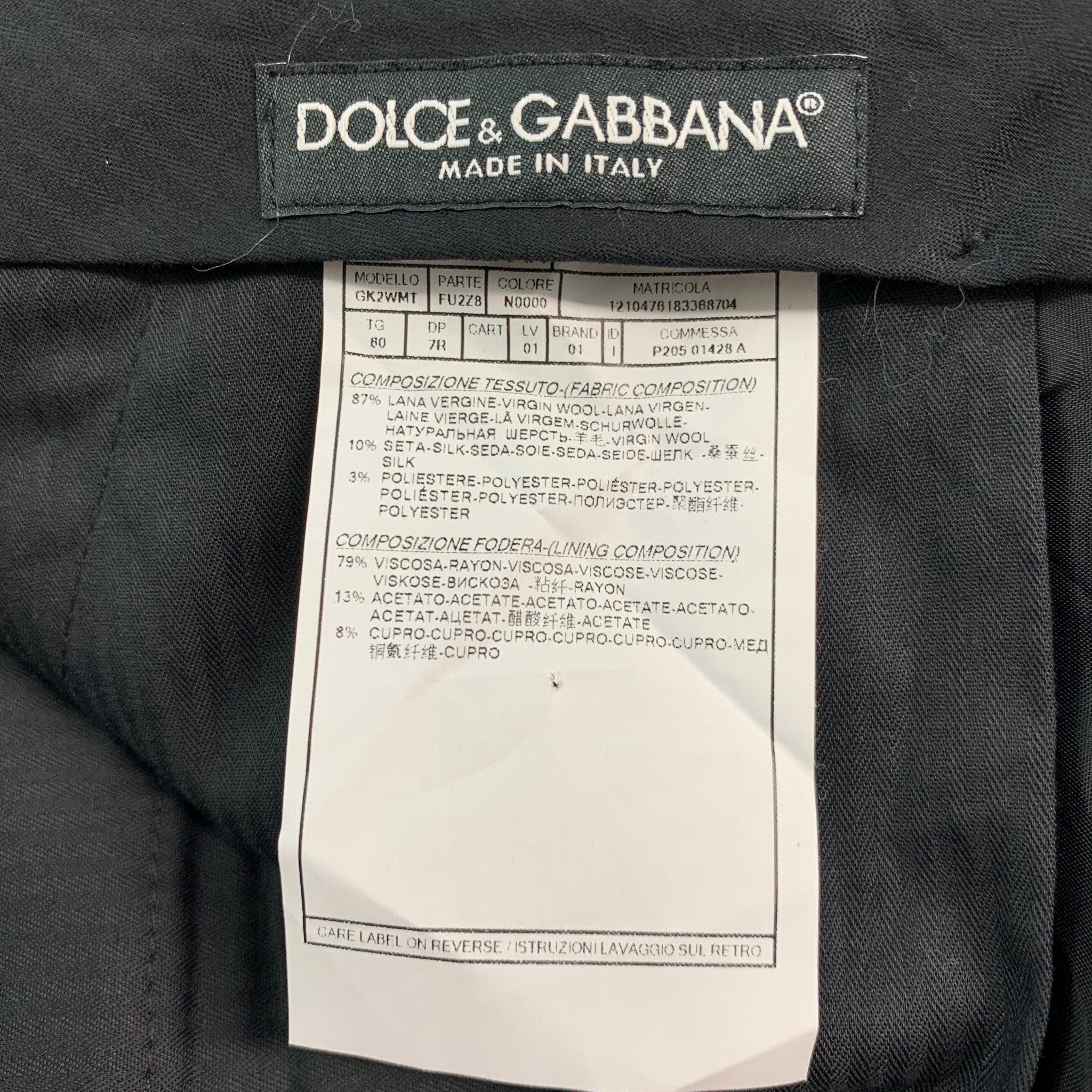 DOLCE & GABBANA Size 40 Black Wool Blend Tuxedo Dress Pants In Good Condition For Sale In San Francisco, CA