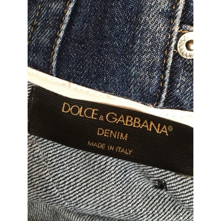Dolce and Gabbana Size 40 Blue Denim Patchwork Jacket 2400-85-12119 For ...