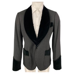 DOLCE 
GABBANA Size 40 Charcoal Black Mixed Fabrics Sport Coat