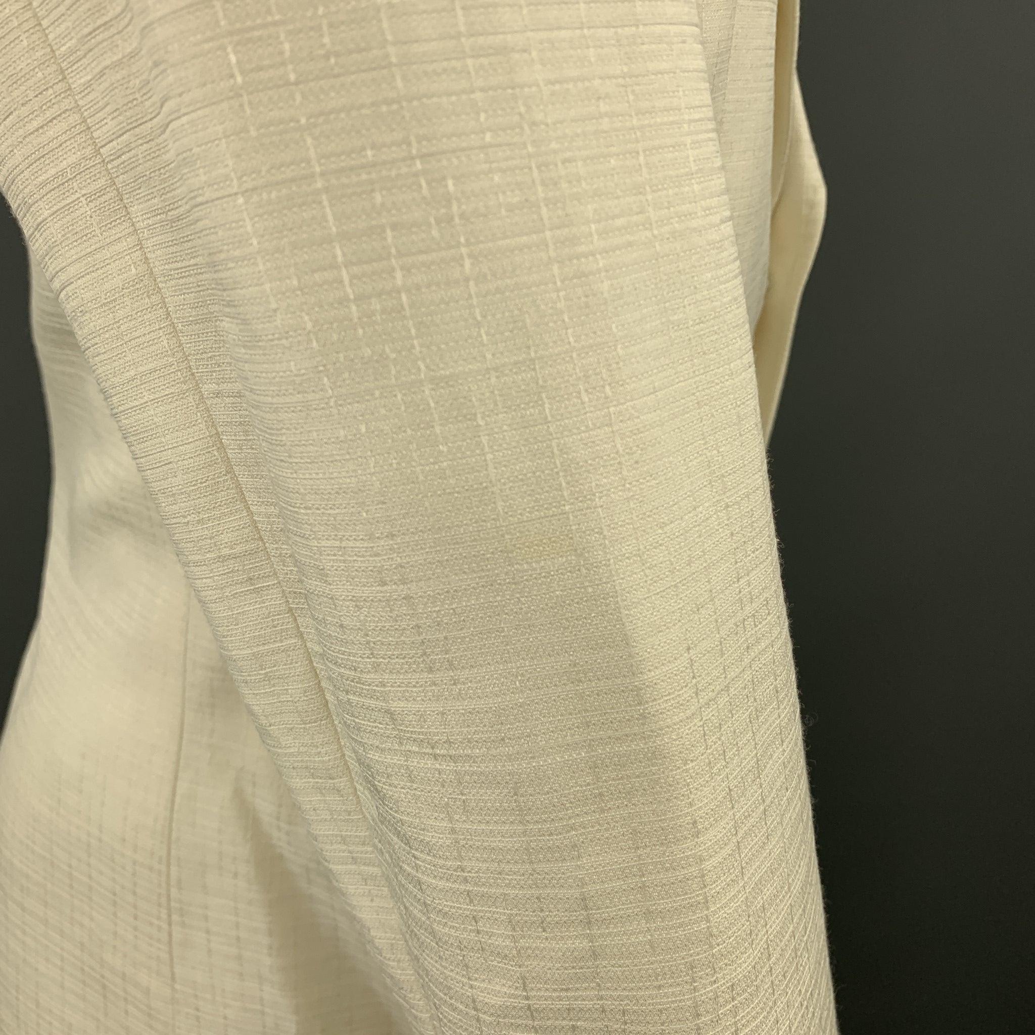 Men's DOLCE & GABBANA Size 40 Cream Textured Cotton / Silk Peak Lapel Sport Coat For Sale