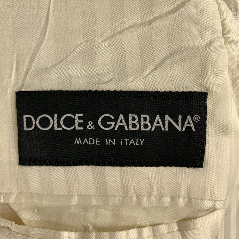 DOLCE and GABBANA Size 40 Cream Textured Cotton / Silk Peak Lapel Sport ...