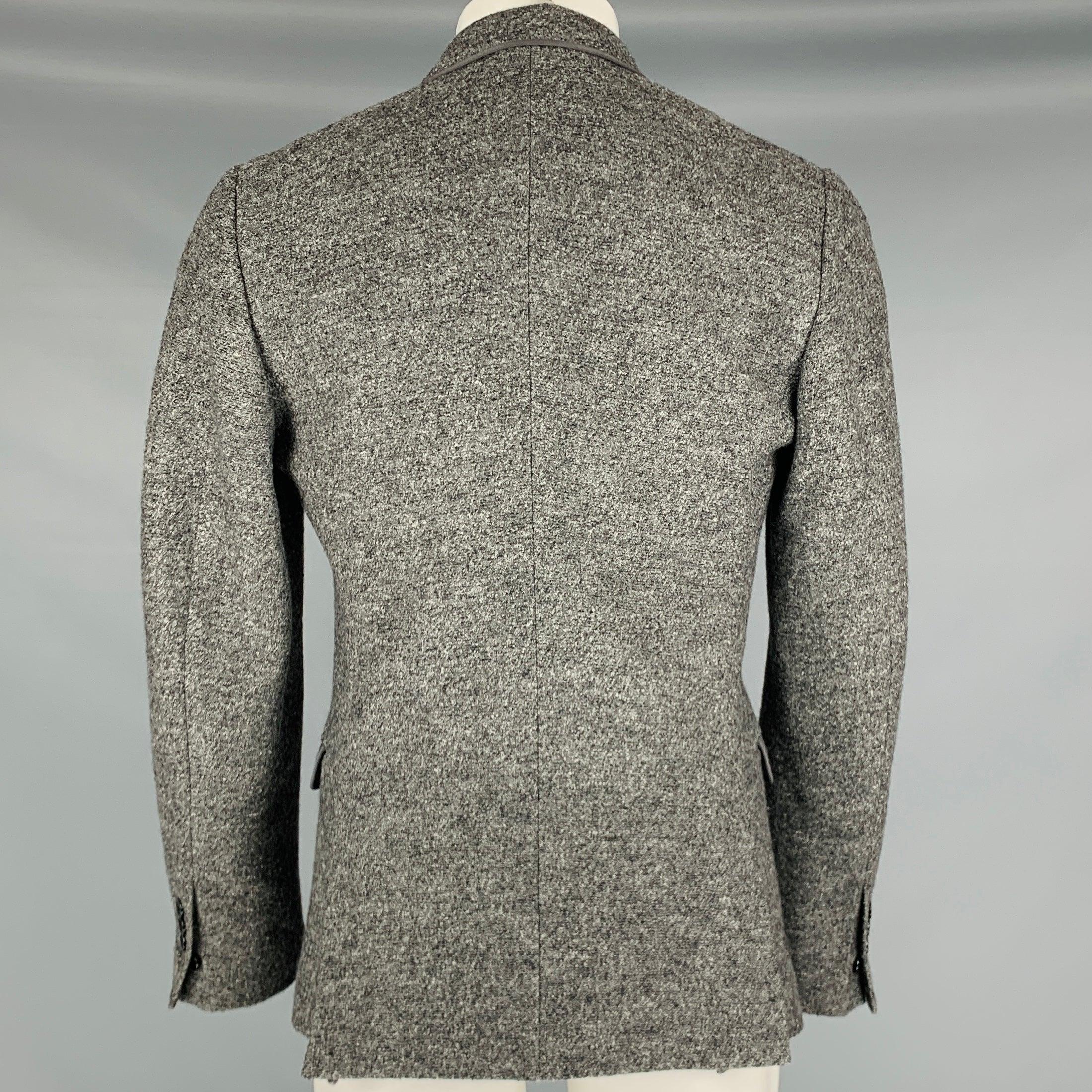 Men's DOLCE & GABBANA Size 40 Grey Black Heather Wool Peak Lapel Sport Coat For Sale