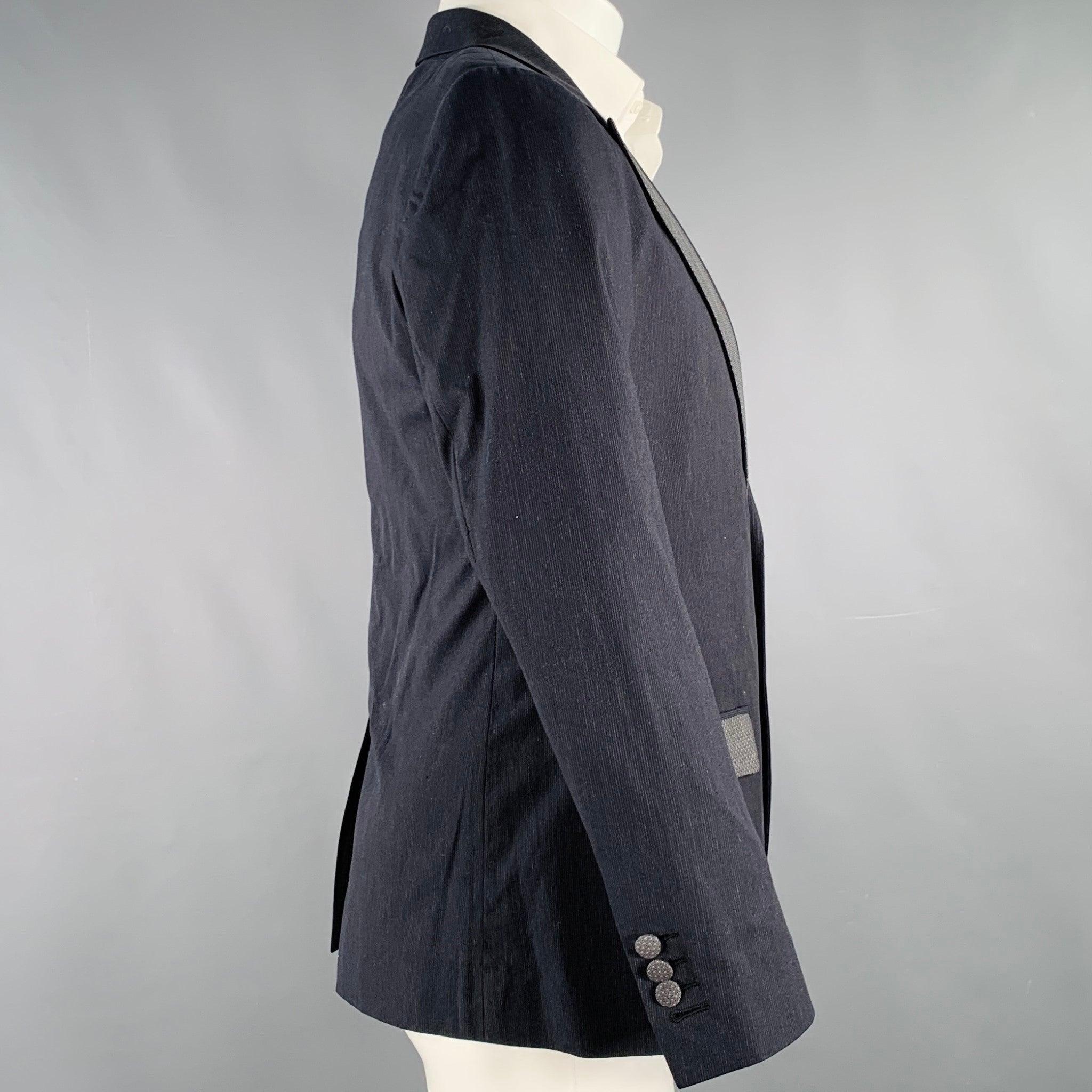 Black DOLCE & GABBANA Size 40 Grey Charcoal Pinstripe Cotton Sport Coat For Sale
