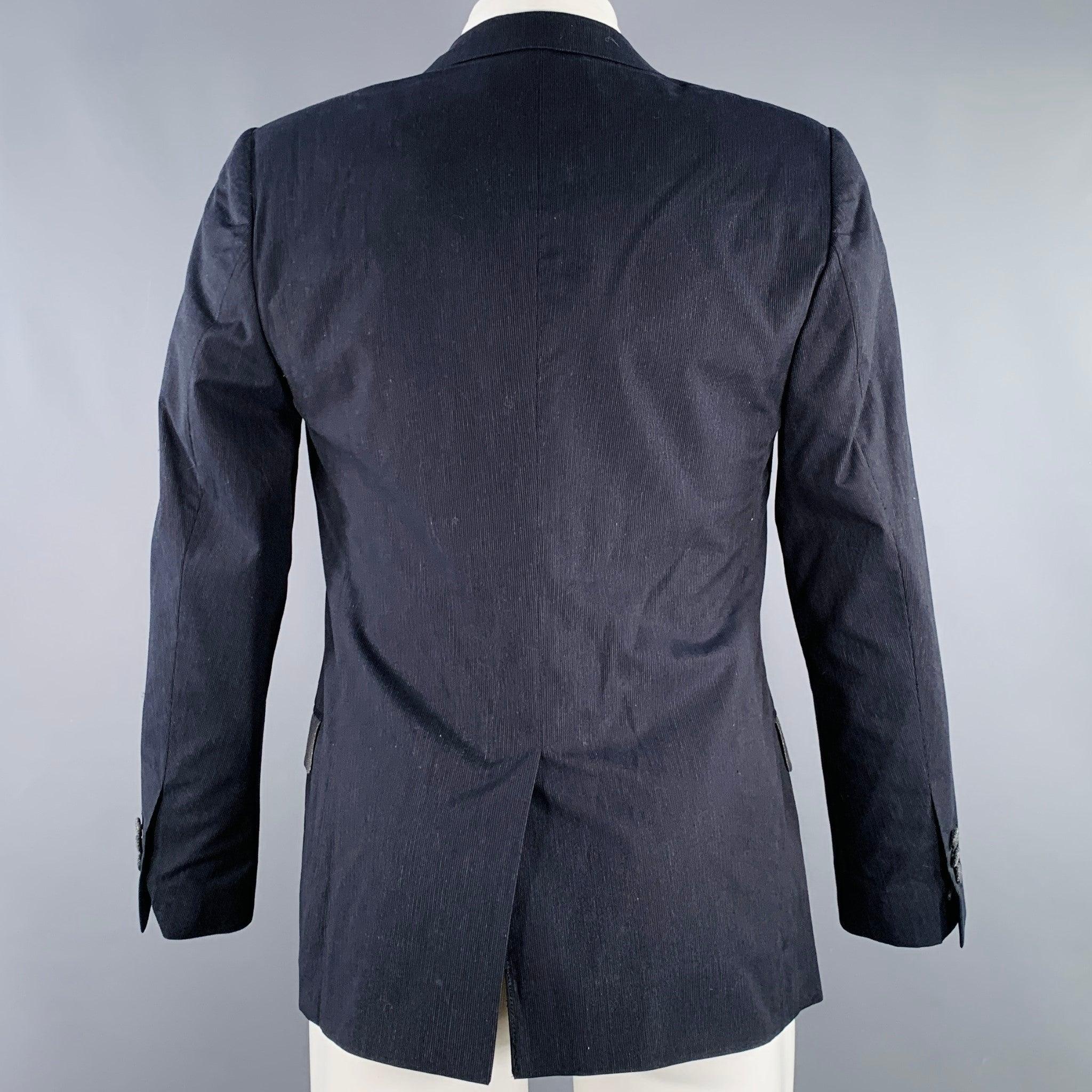 DOLCE & GABBANA Size 40 Grey Charcoal Pinstripe Cotton Sport Coat In Excellent Condition For Sale In San Francisco, CA
