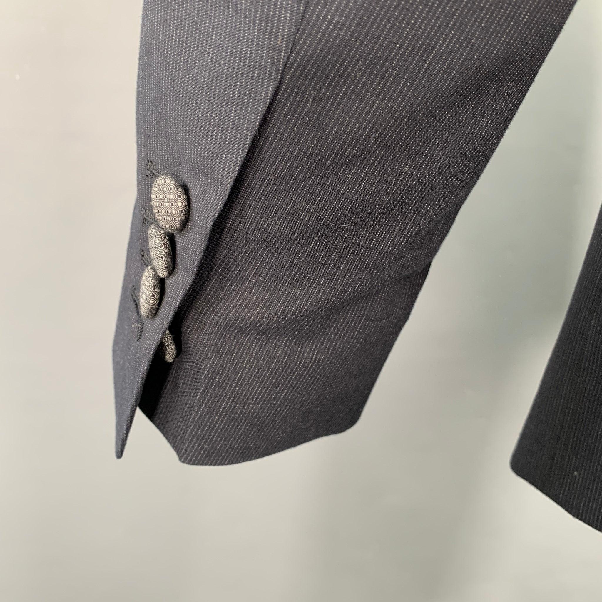 Men's DOLCE & GABBANA Size 40 Grey Charcoal Pinstripe Cotton Sport Coat For Sale