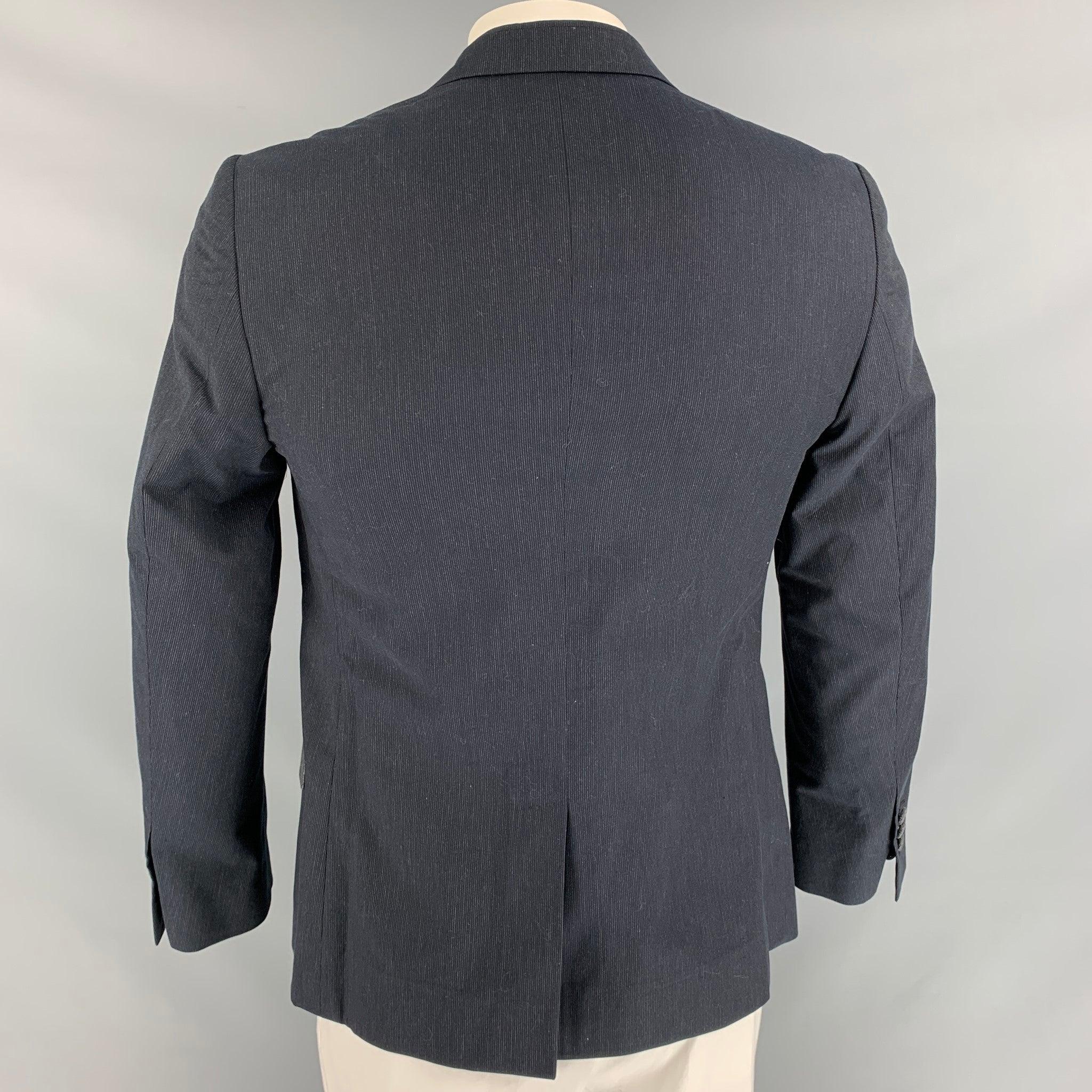 Men's DOLCE & GABBANA Size 40 Pinstripe Charcoal Cotton Notch Lapel Sport Coat For Sale