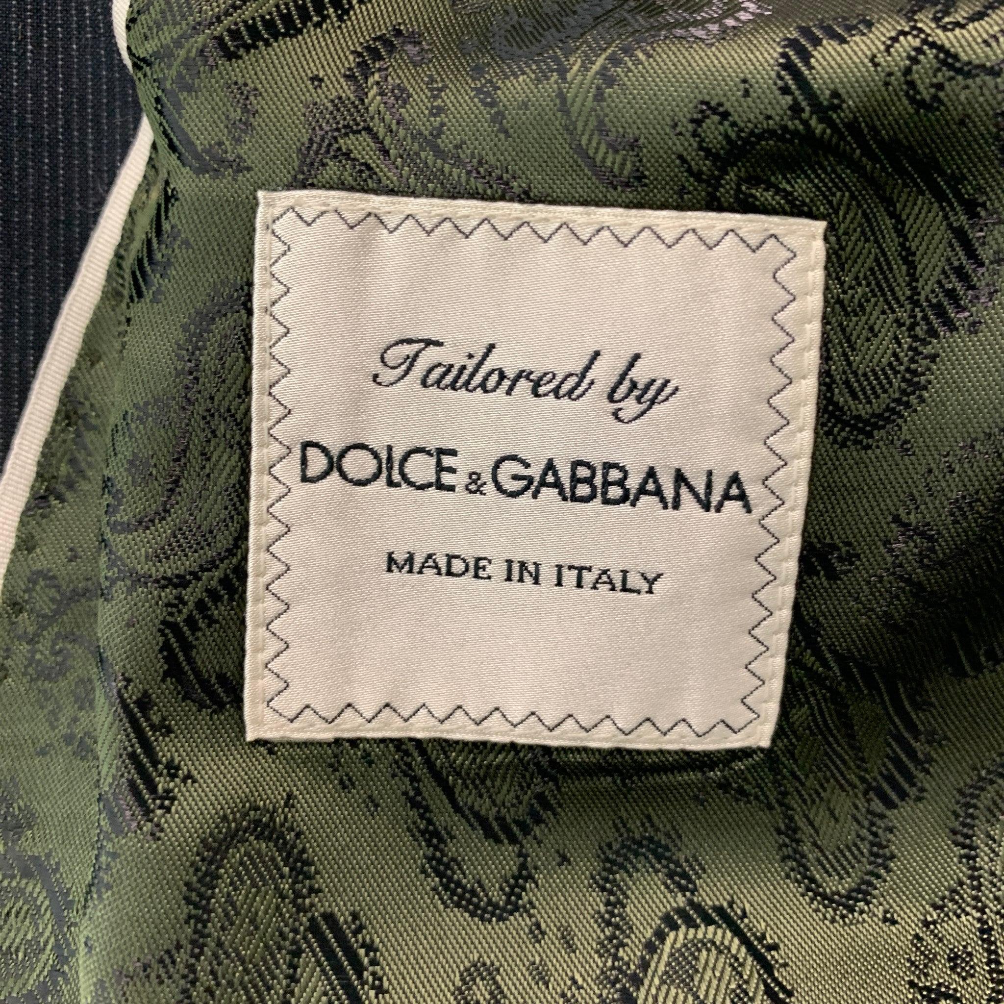 DOLCE & GABBANA Size 40 Pinstripe Charcoal Cotton Notch Lapel Sport Coat For Sale 2