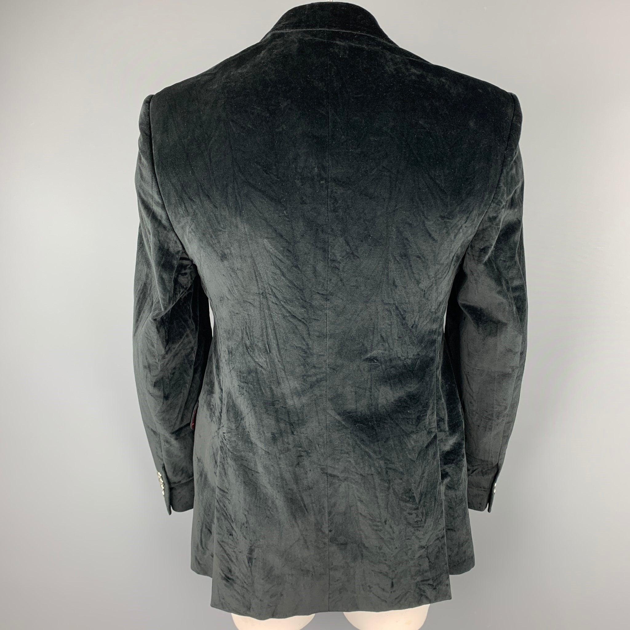 Men's DOLCE & GABBANA Size 40 Regular Black Cotton Velvet Sport Coat For Sale