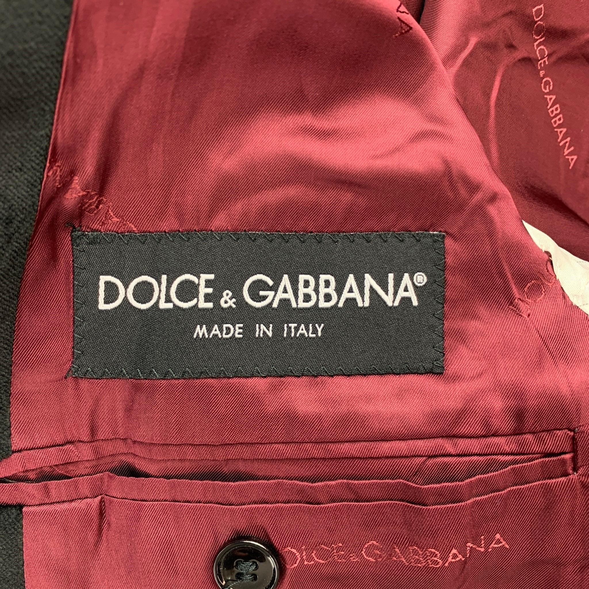 DOLCE & GABBANA Size 40 Regular Black Cotton Velvet Sport Coat For Sale 3
