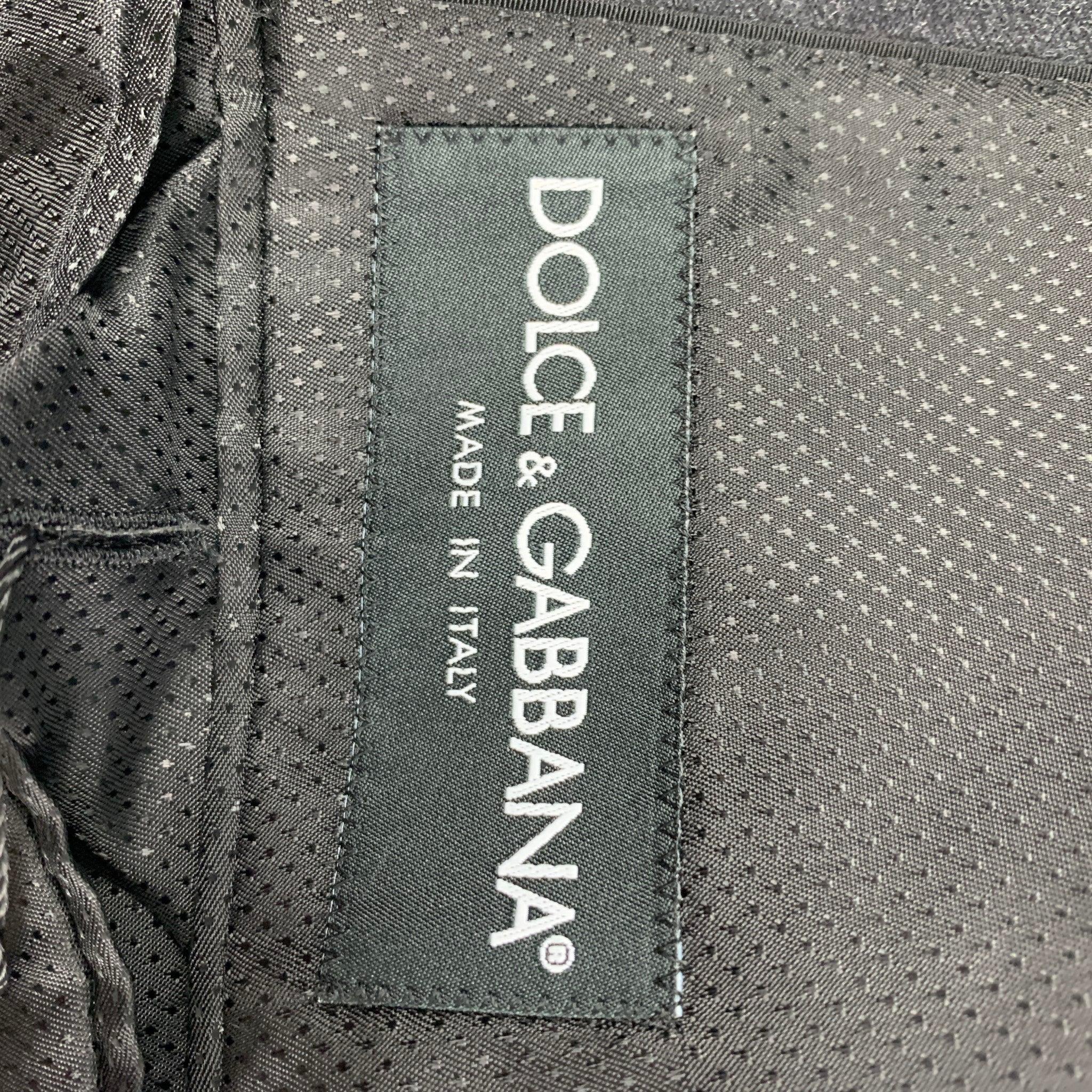 DOLCE & GABBANA Größe 40 Regular Grau Chalkstripe Schur Wolle Schal 3 Stück Anzug im Angebot 6