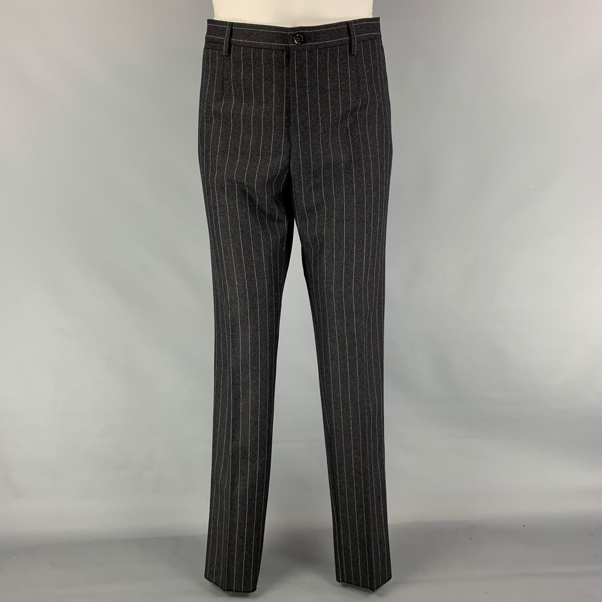 Costume 3 pièces DOLCE & GABBANA taille 40 gris régulier à rayures en laine vierge en vente 1