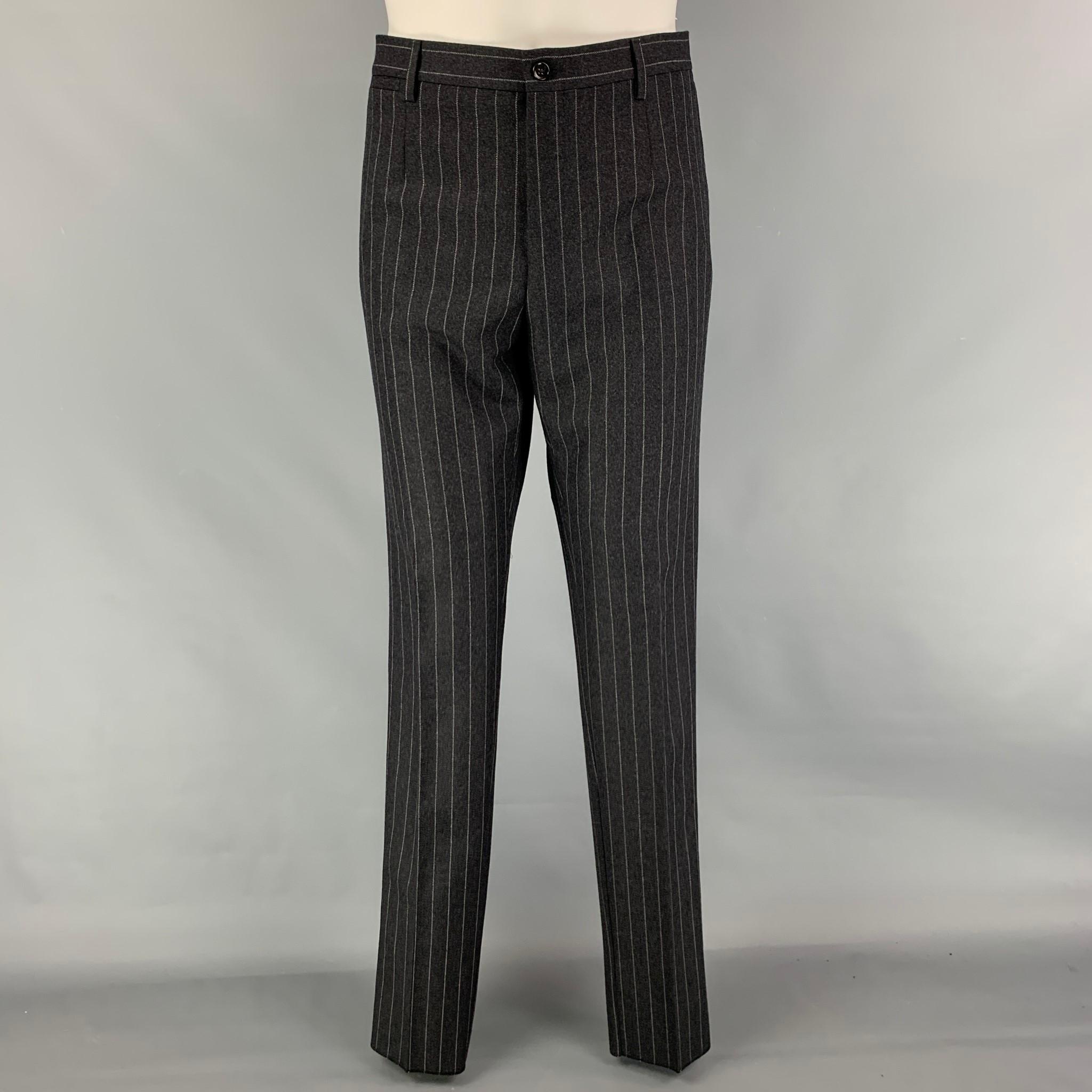 DOLCE & GABBANA Taglia 40 Regular Grigio Gessato Scialle in Lana Vergine 3 Pezzi 2
