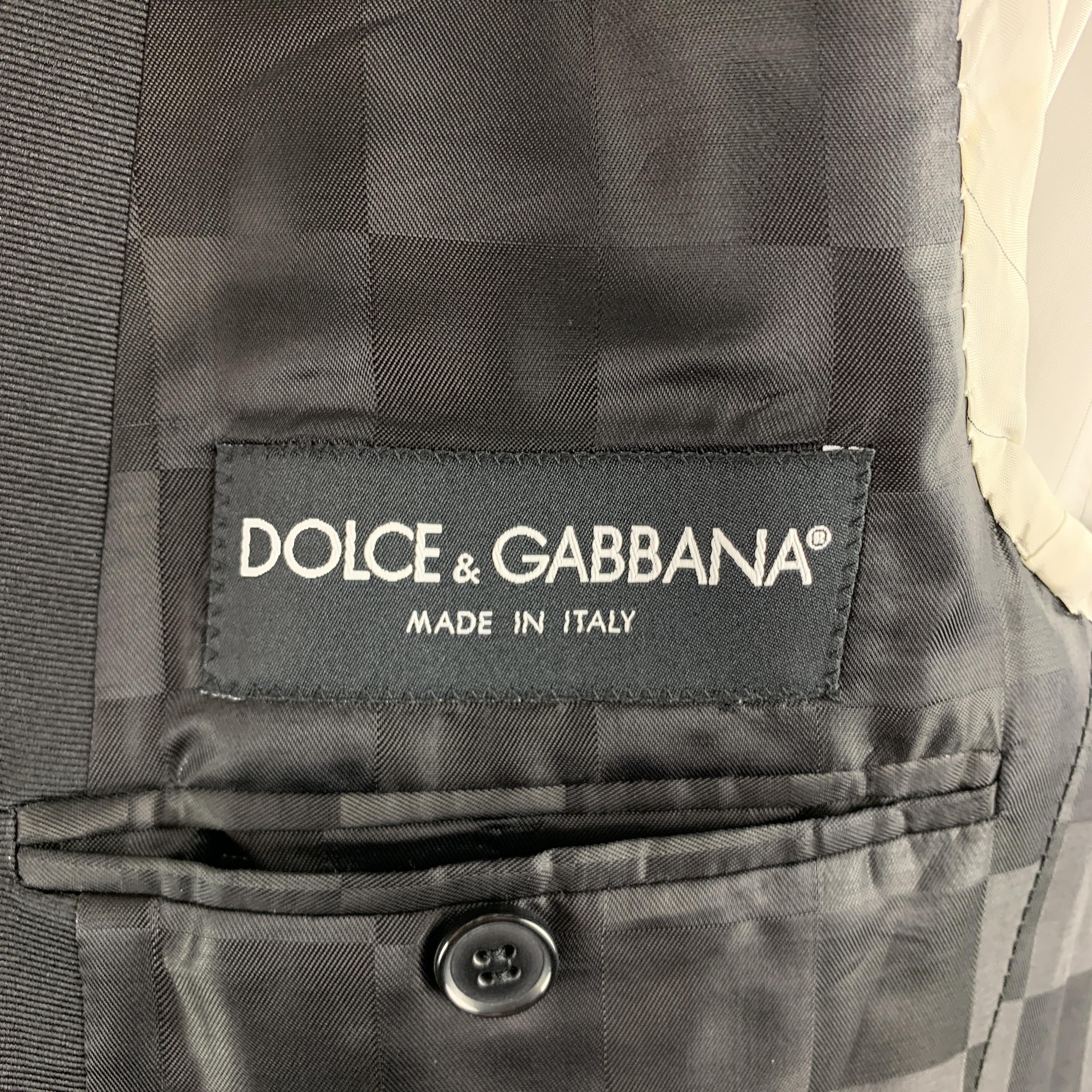 DOLCE & GABBANA Size 40 Silver & Black Herringbone Silk Blend Sport Coat 3