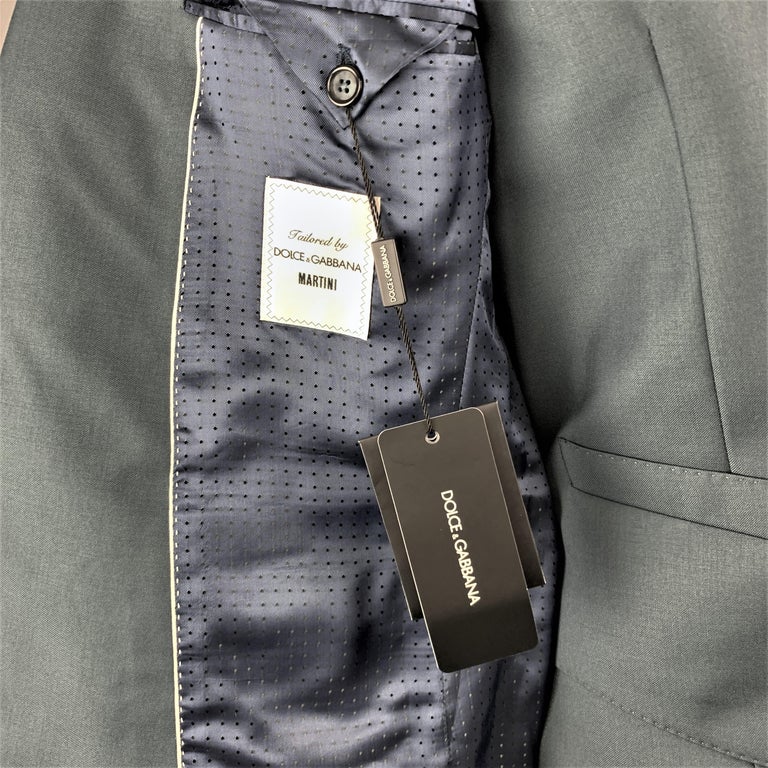 DOLCE and GABBANA Size 40 Teal Blue Notch Lapel 3 piece Suit at 1stDibs
