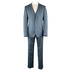 DOLCE & GABBANA Size 40 Teal Blue Notch Lapel 3 piece Suit
