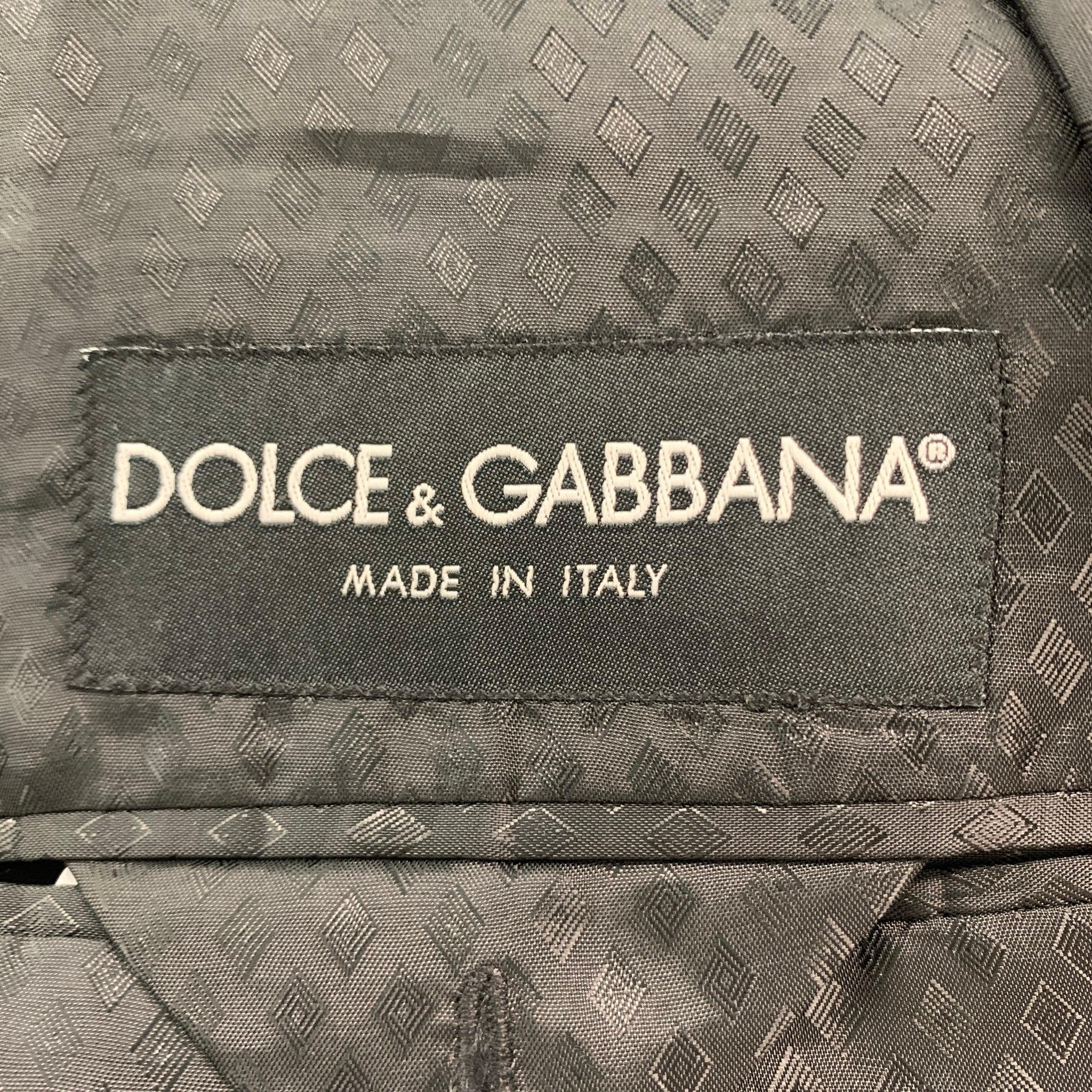 Men's DOLCE & GABBANA Size 42 Black Cotton Blend Peak Lapel Sport Coat For Sale