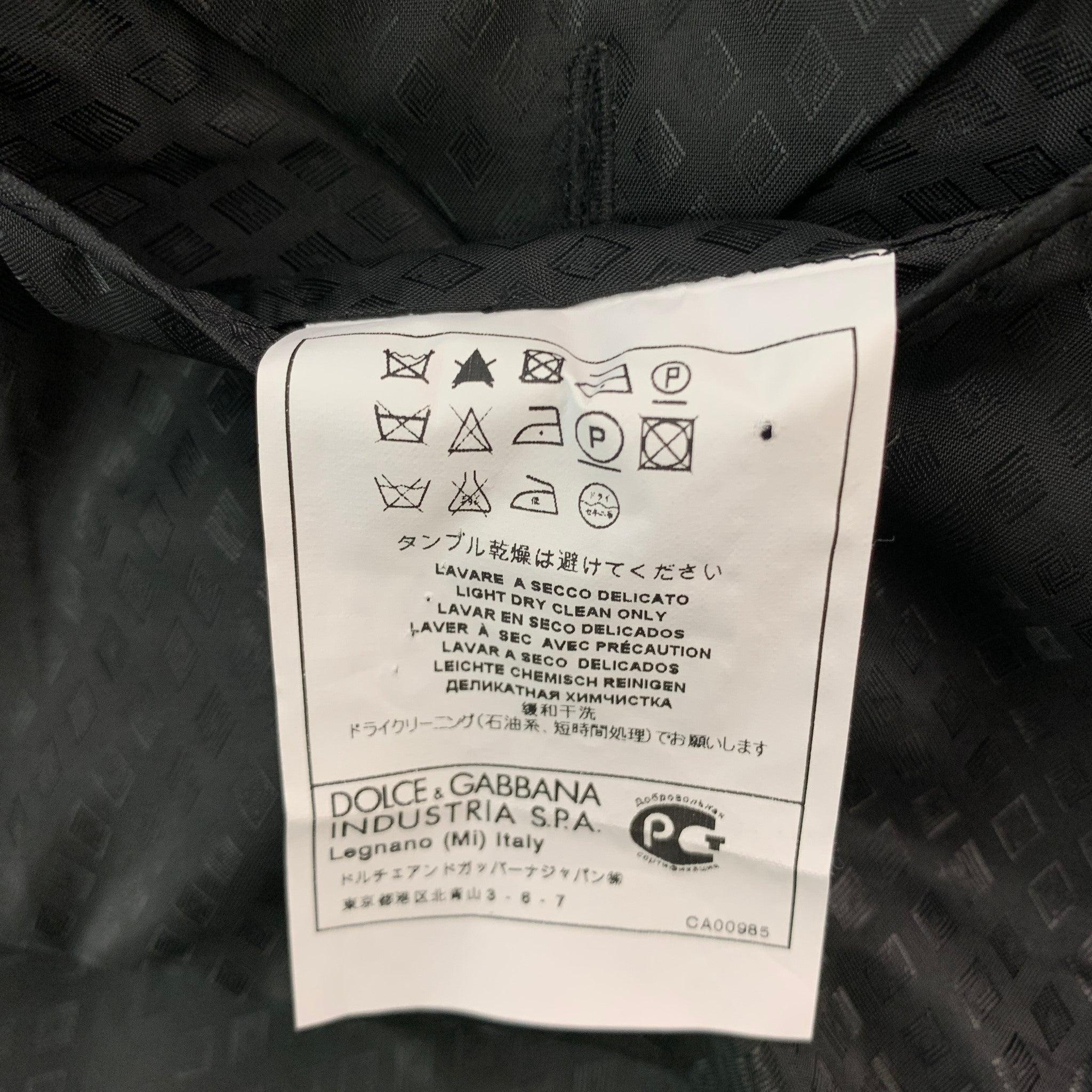 DOLCE & GABBANA Size 42 Black Cotton Blend Peak Lapel Sport Coat For Sale 1