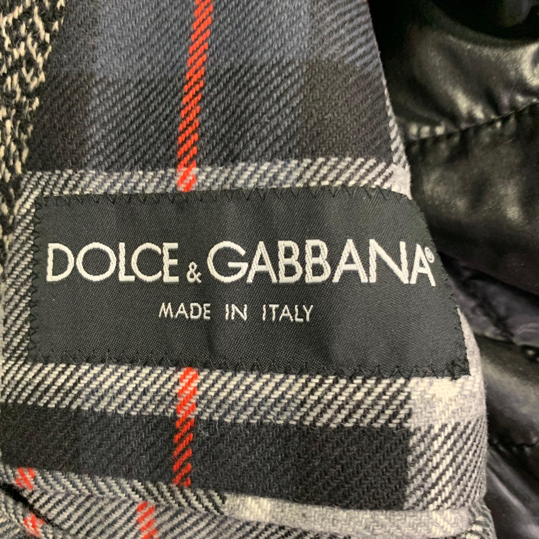 Uomo DOLCE & GABBANA Cappotto sportivo con cappuccio in misto acrilico a spina di pesce grigio nero taglia 42 in vendita
