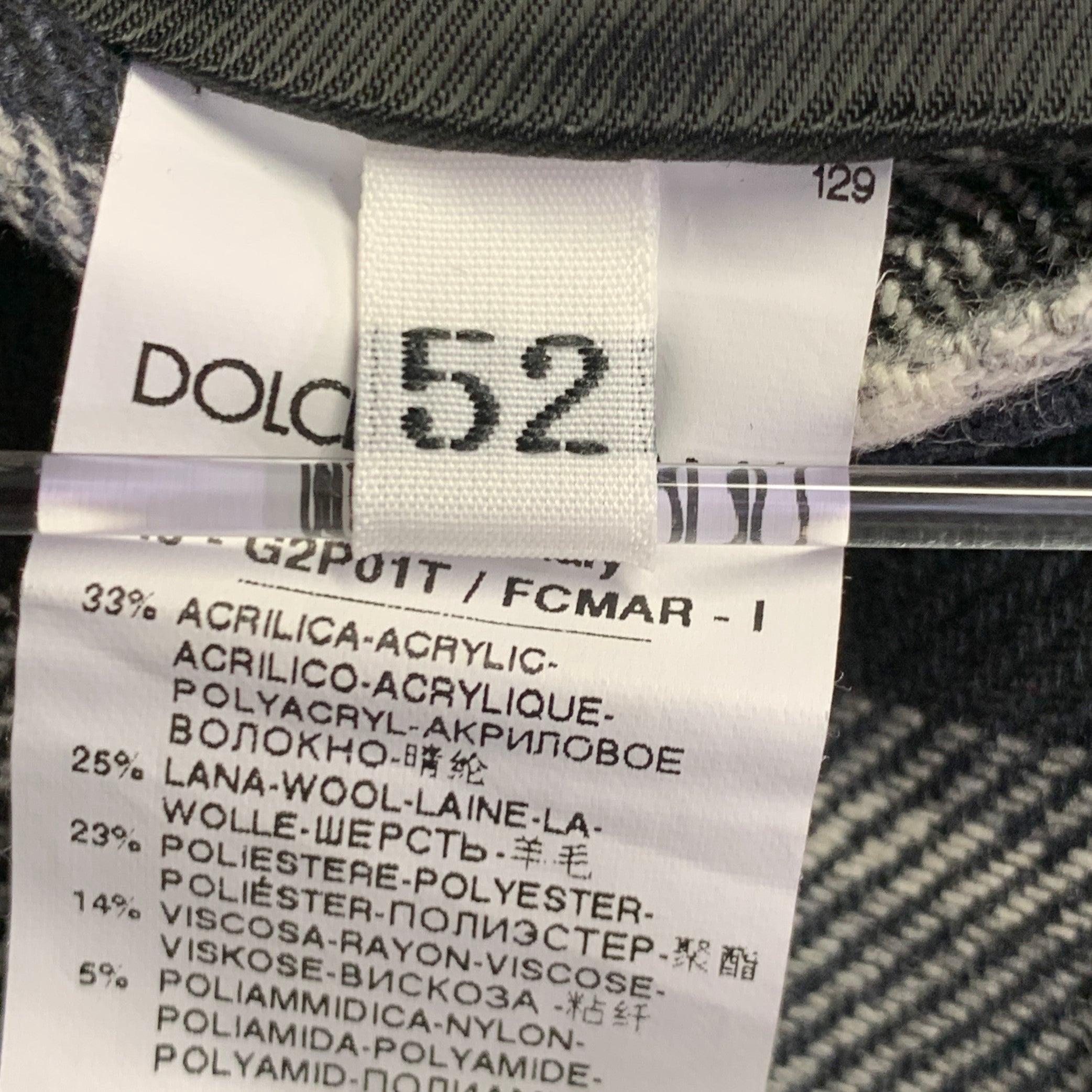 DOLCE & GABBANA Cappotto sportivo con cappuccio in misto acrilico a spina di pesce grigio nero taglia 42 in vendita 2