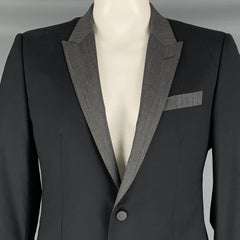 DOLCE & GABBANA Size 42 Black Grey Wool Blend Sport Coat